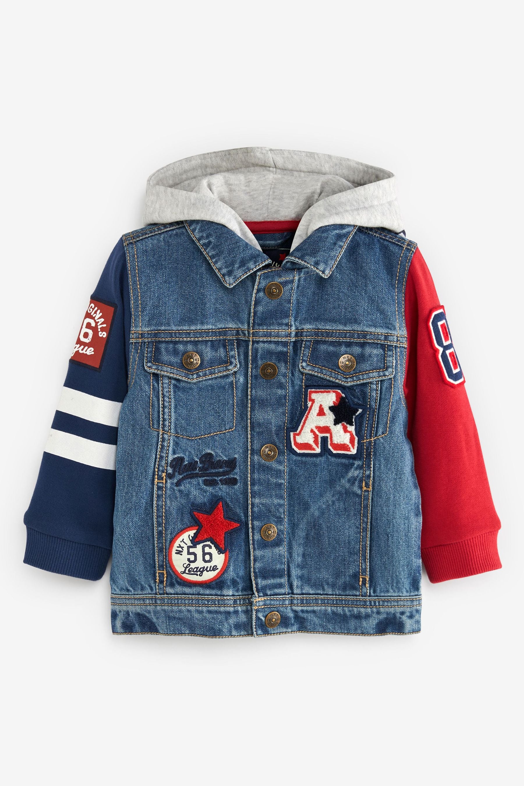 Blue Denim Badged Varsity Jacket (3mths-7yrs)