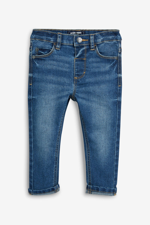 Mid Blue Denim Slim Fit Five Pocket Jeans With Stretch (3mths-7yrs)