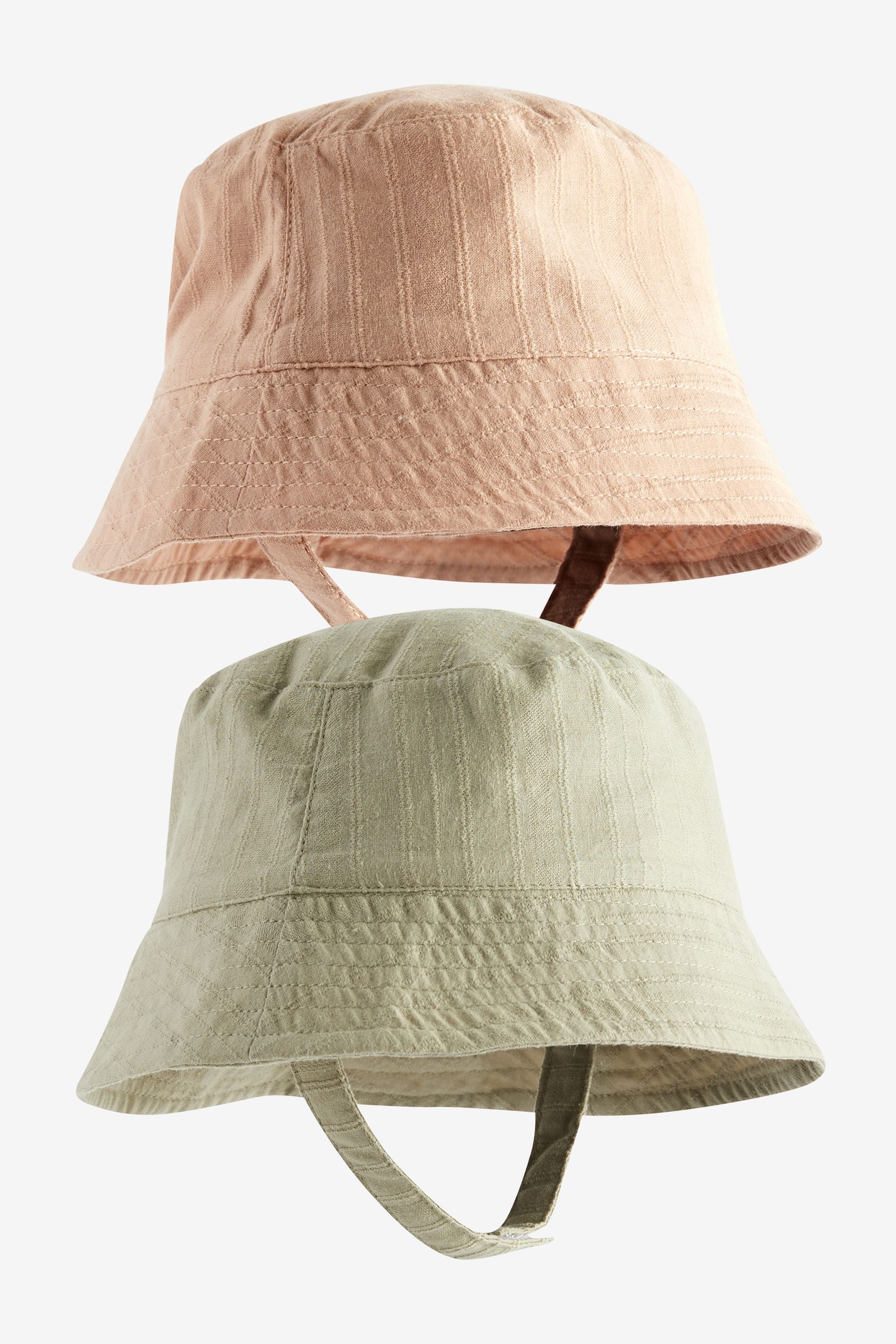 Sage Green / Apricot Orange Baby Bucket Hats 2 Pack (0mths-2yrs)