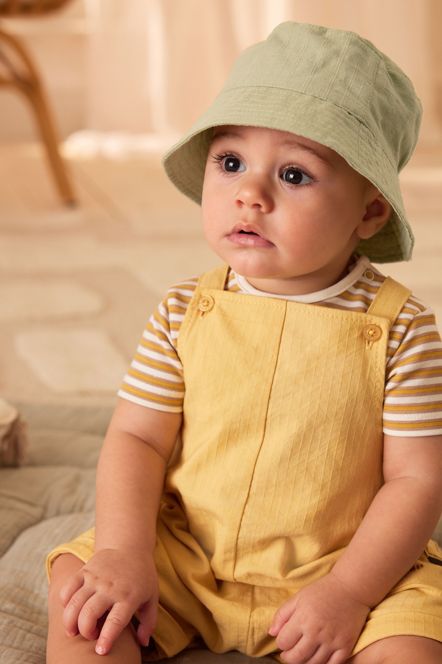 Sage Green / Apricot Orange Baby Bucket Hats 2 Pack (0mths-2yrs)