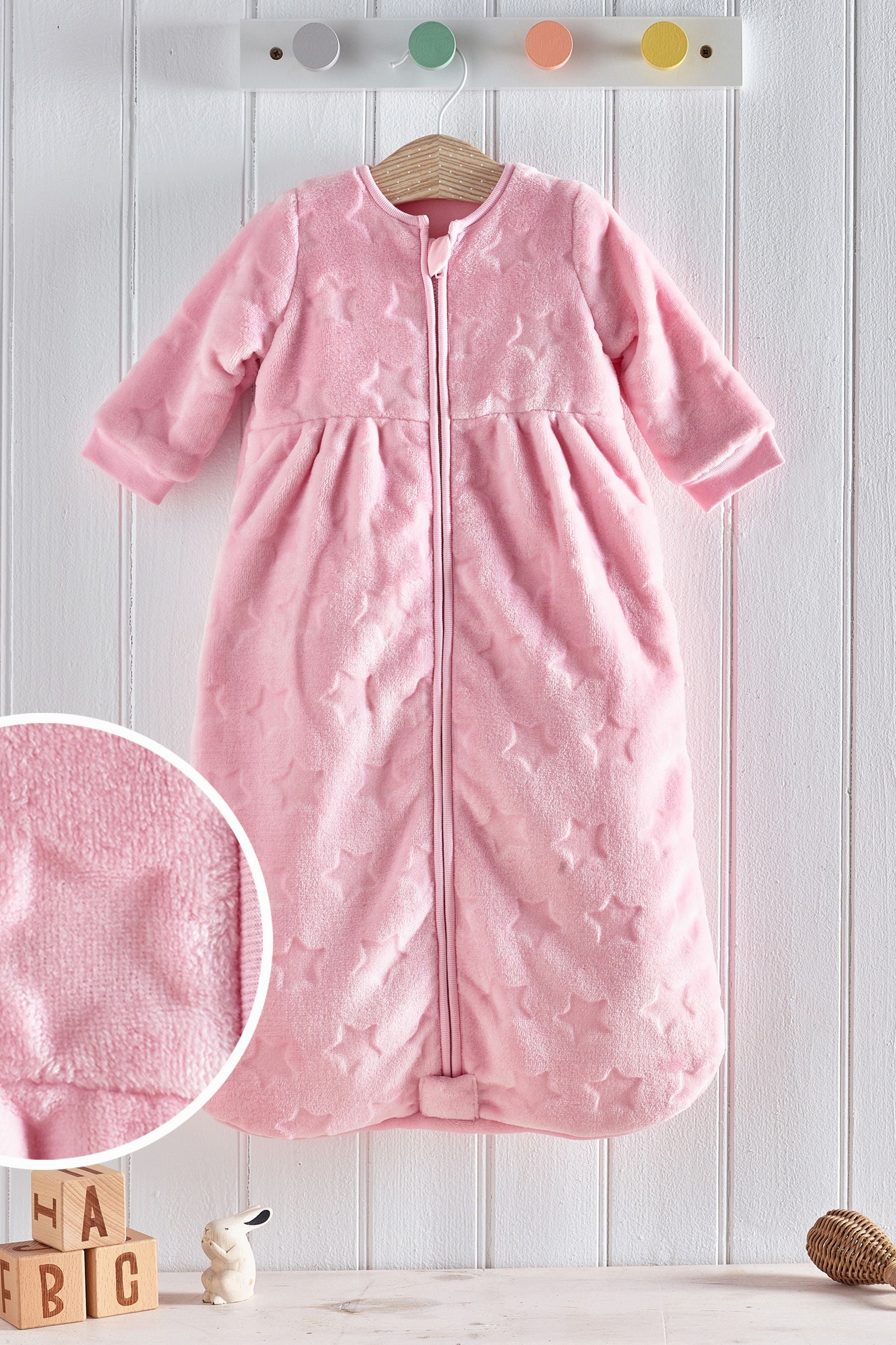 Pink Star Fleece Baby Supersoft 2.5 Tog Sleep Bag