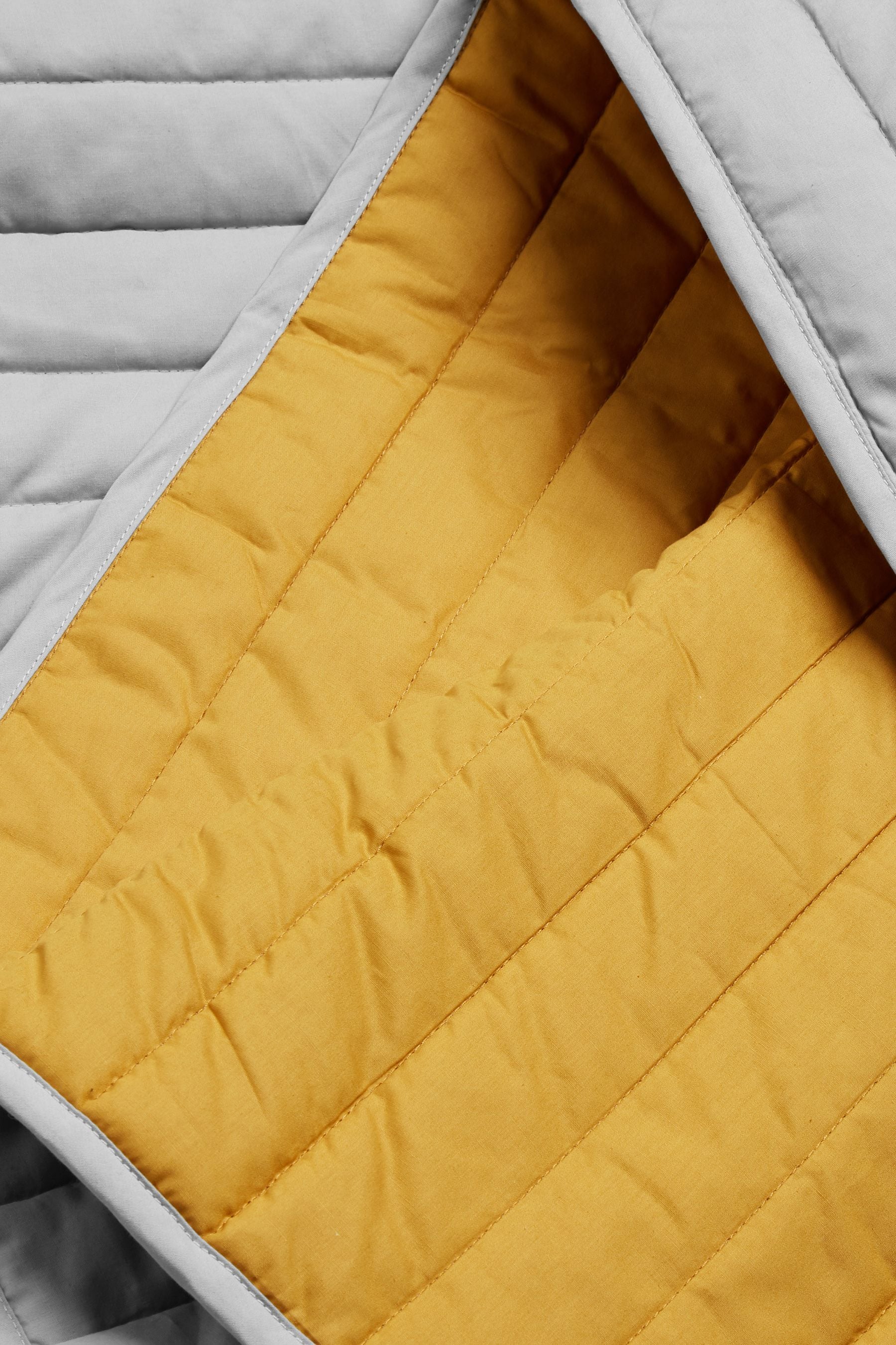 Ochre Yellow Reversible Cotton Rich Bedspread