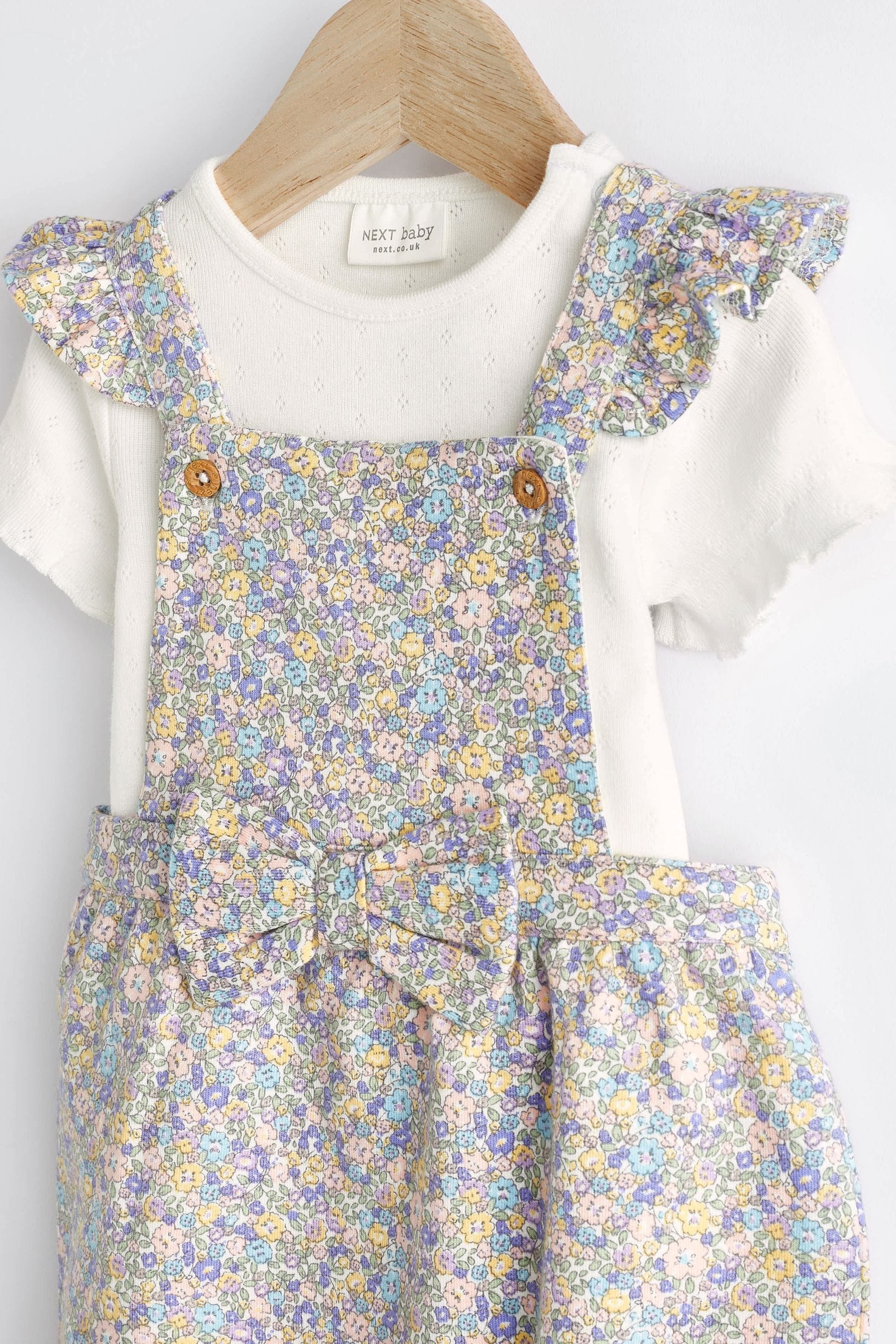 Blue Ditsy Floral Baby Dungarees And Bodysuit Set (0mths-2yrs)