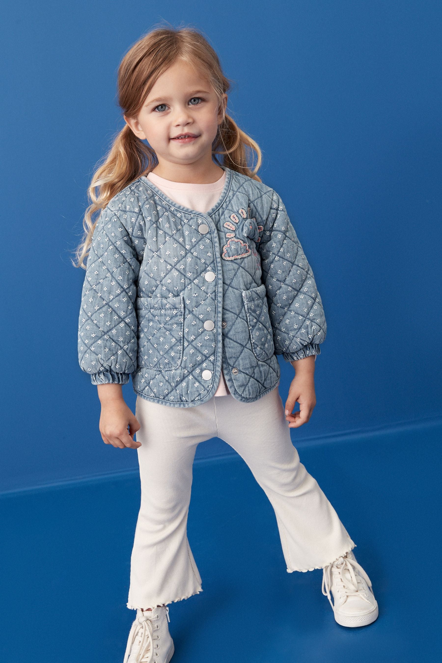 Mid Blue Denim Quilted Character Jacket (3mths-7yrs)