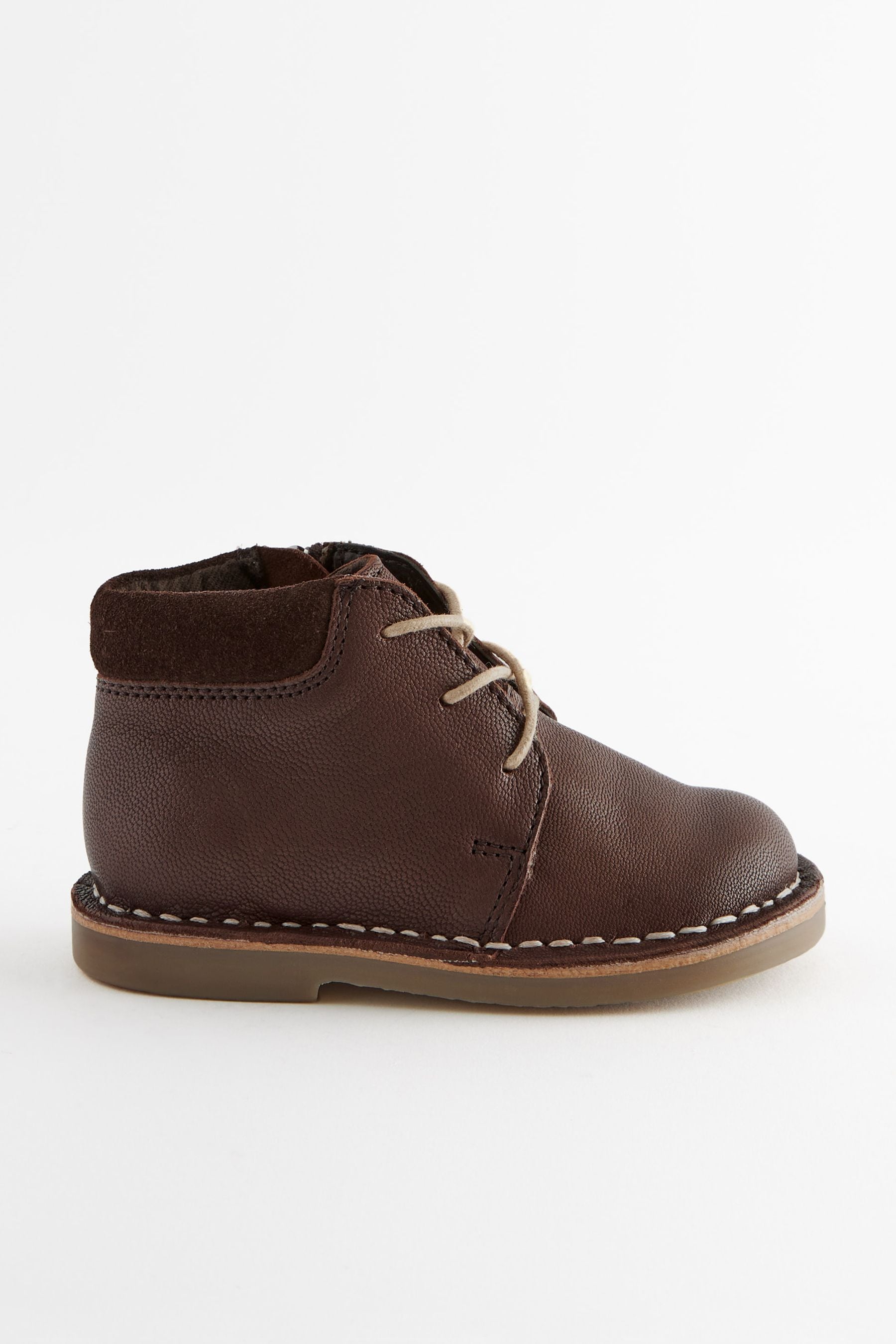 Chocolate Brown Stitchdown Boots with Inside Zip