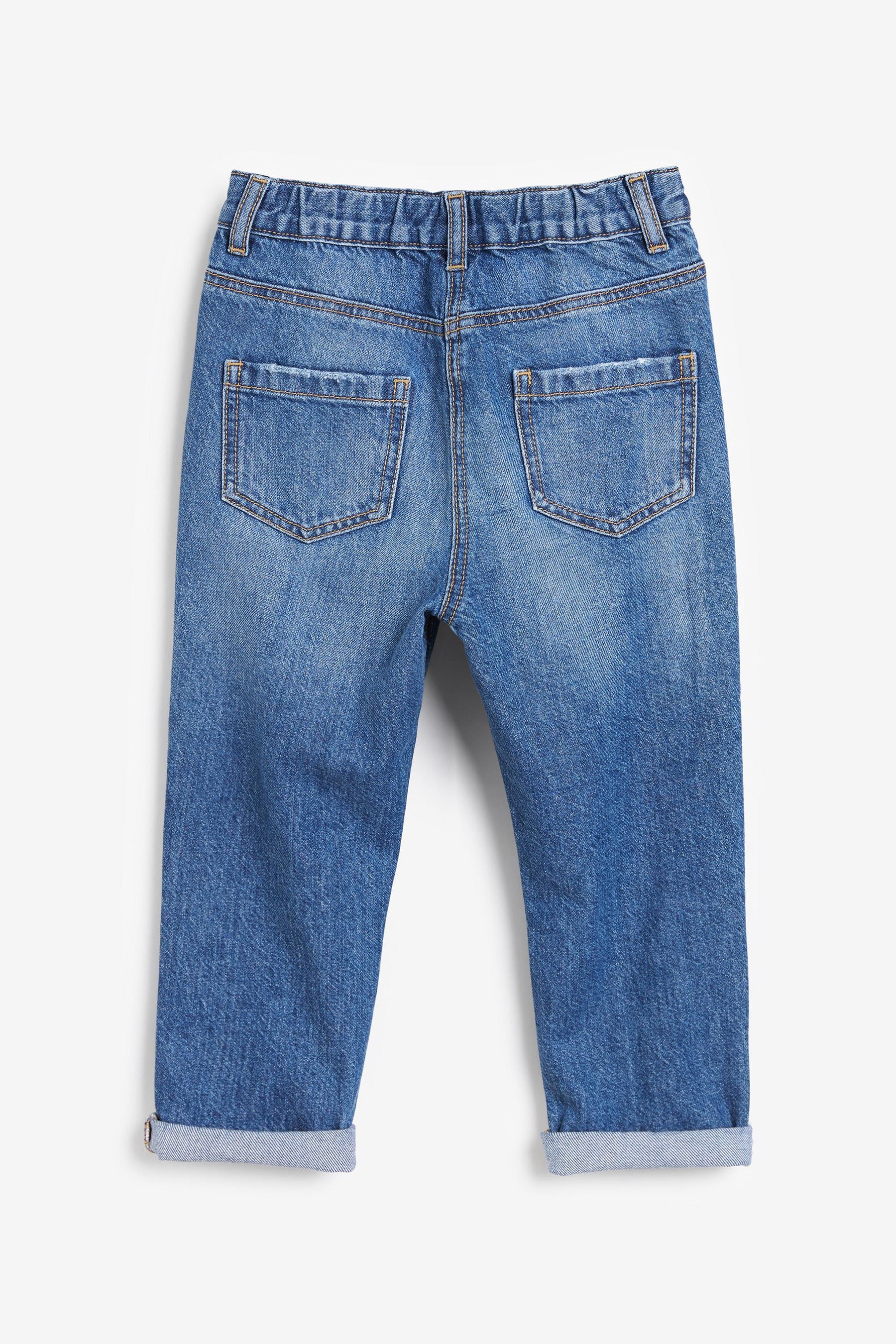 Mid Blue Denim Distressed Mom Jeans (3-16yrs)