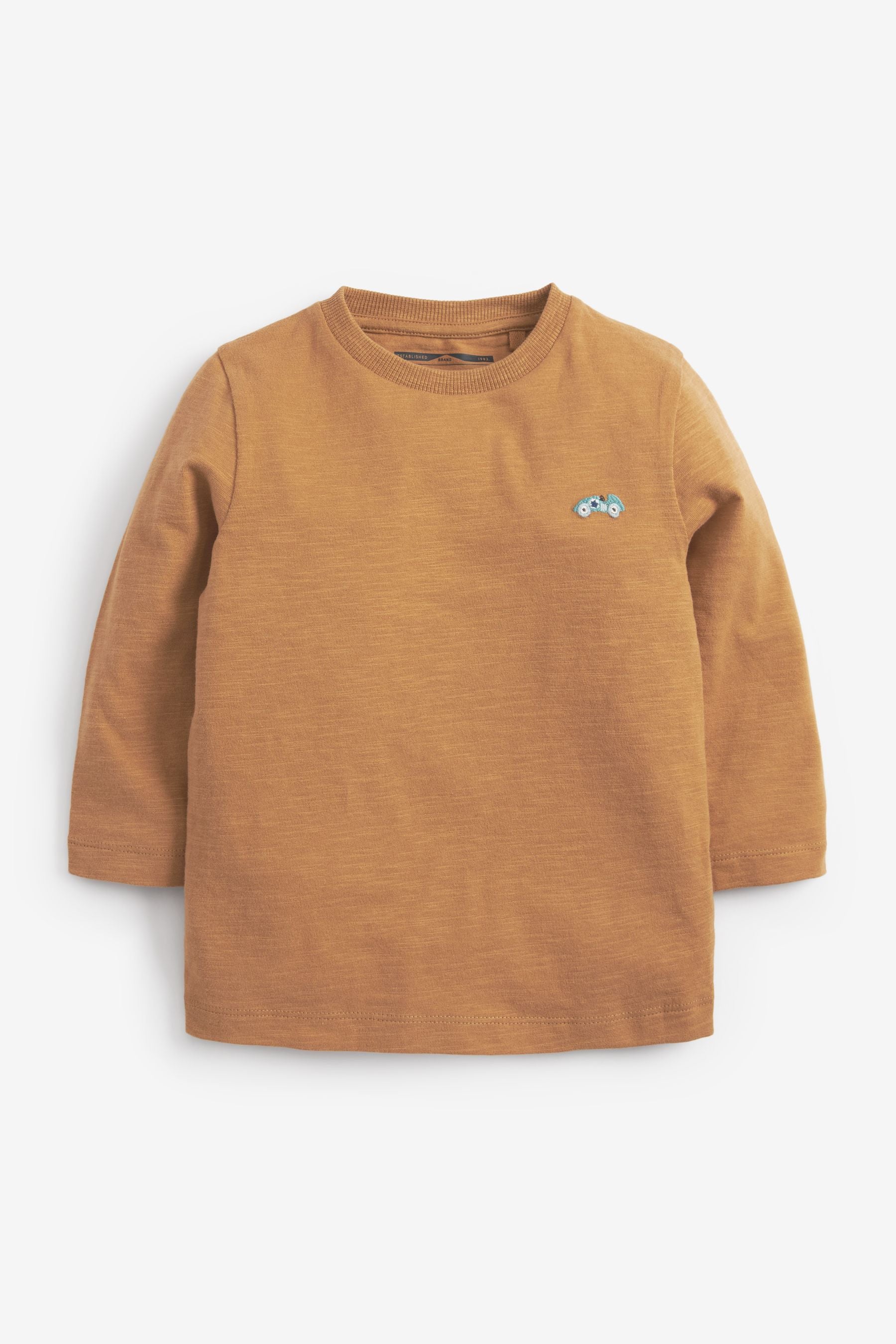 Blue/Ochre 3 Pack Long Sleeve Plain T-Shirts (3mths-7yrs)