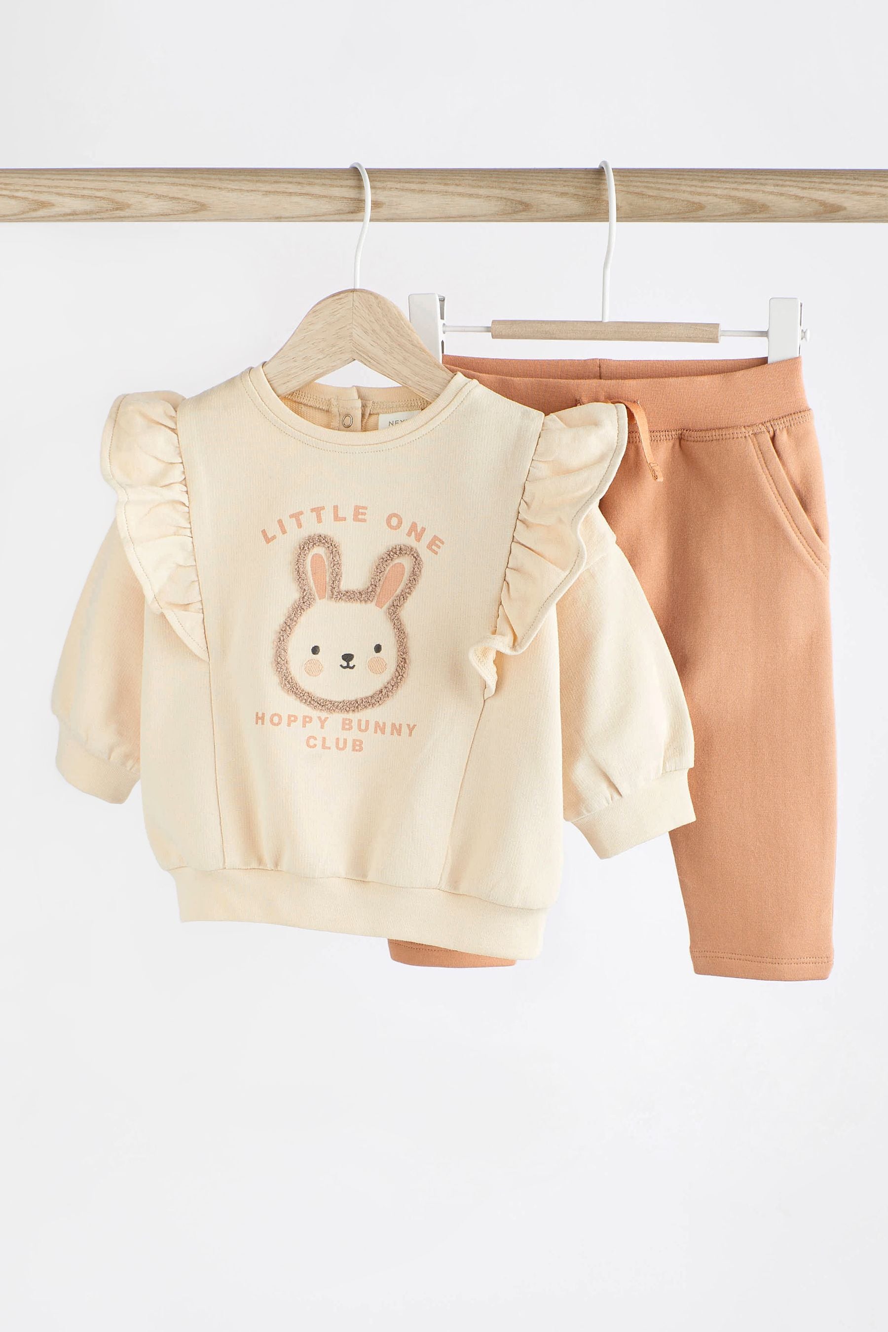 Cream/ Pink Bunny Baby Cosy Sweater And Leggings 2 Piece Set