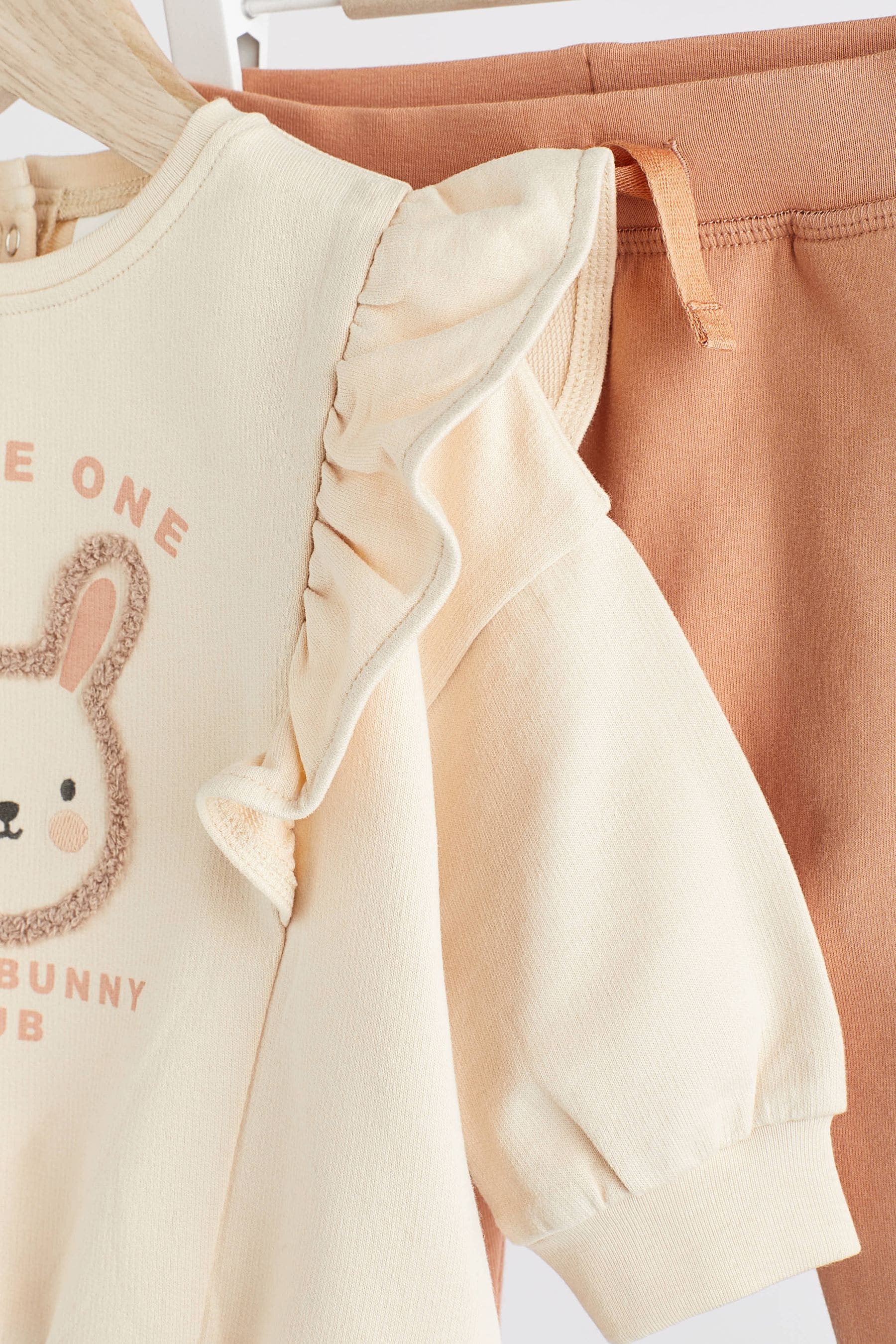 Cream/ Pink Bunny Baby Cosy Sweater And Leggings 2 Piece Set