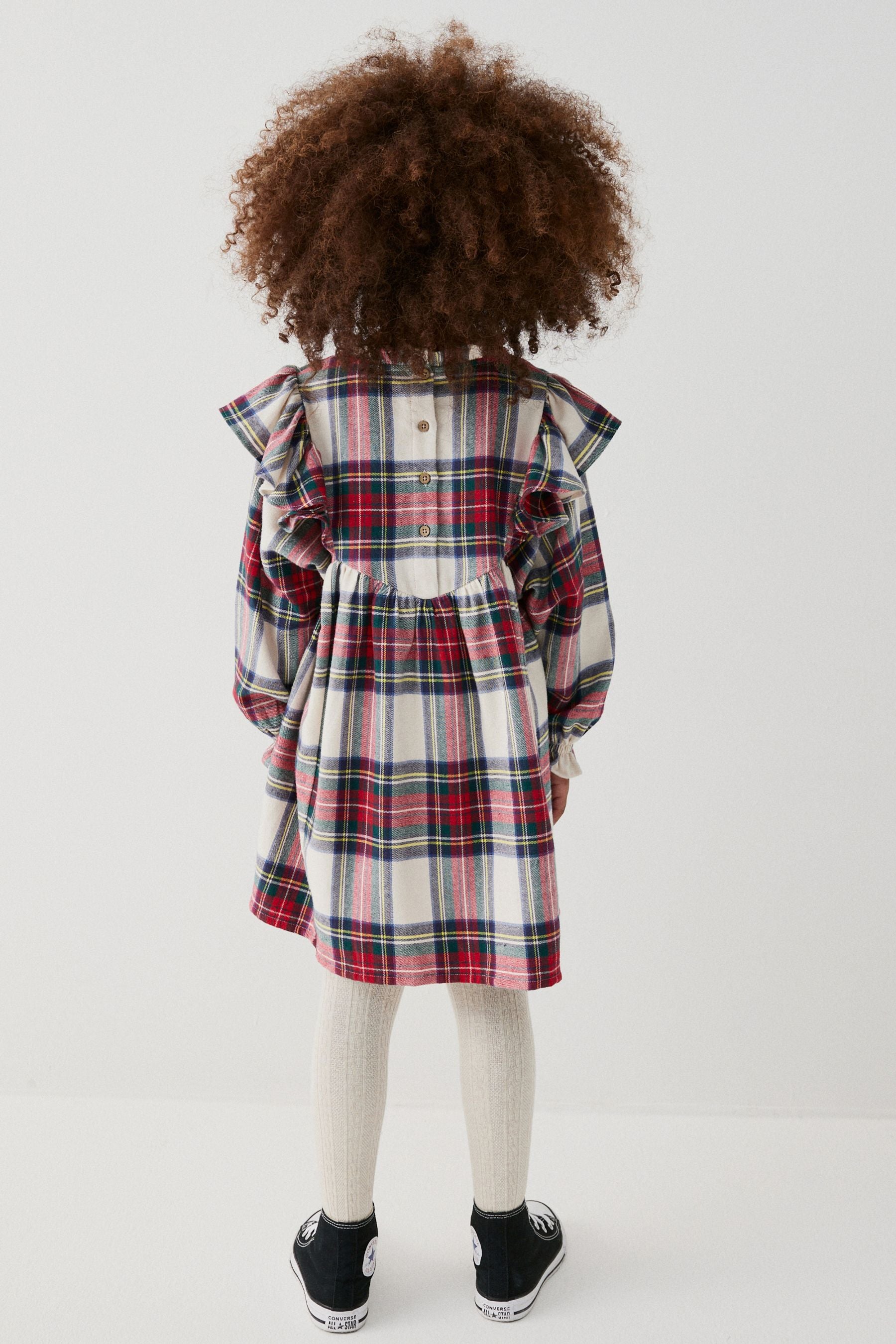 Cream/Red Tartan Ruffle Check Dress (3-16yrs)