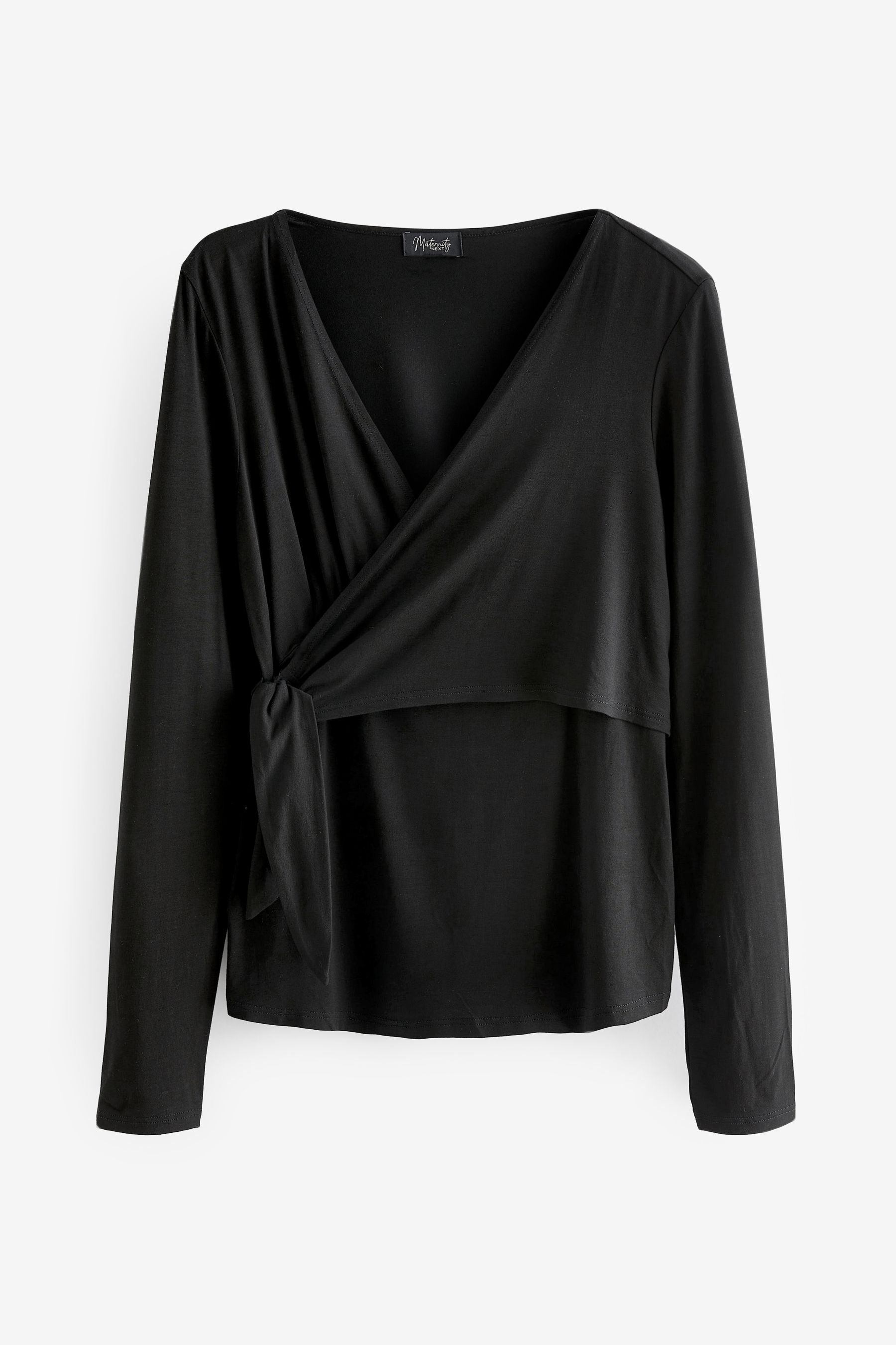 Black Maternity Long Sleeve Wrap Top