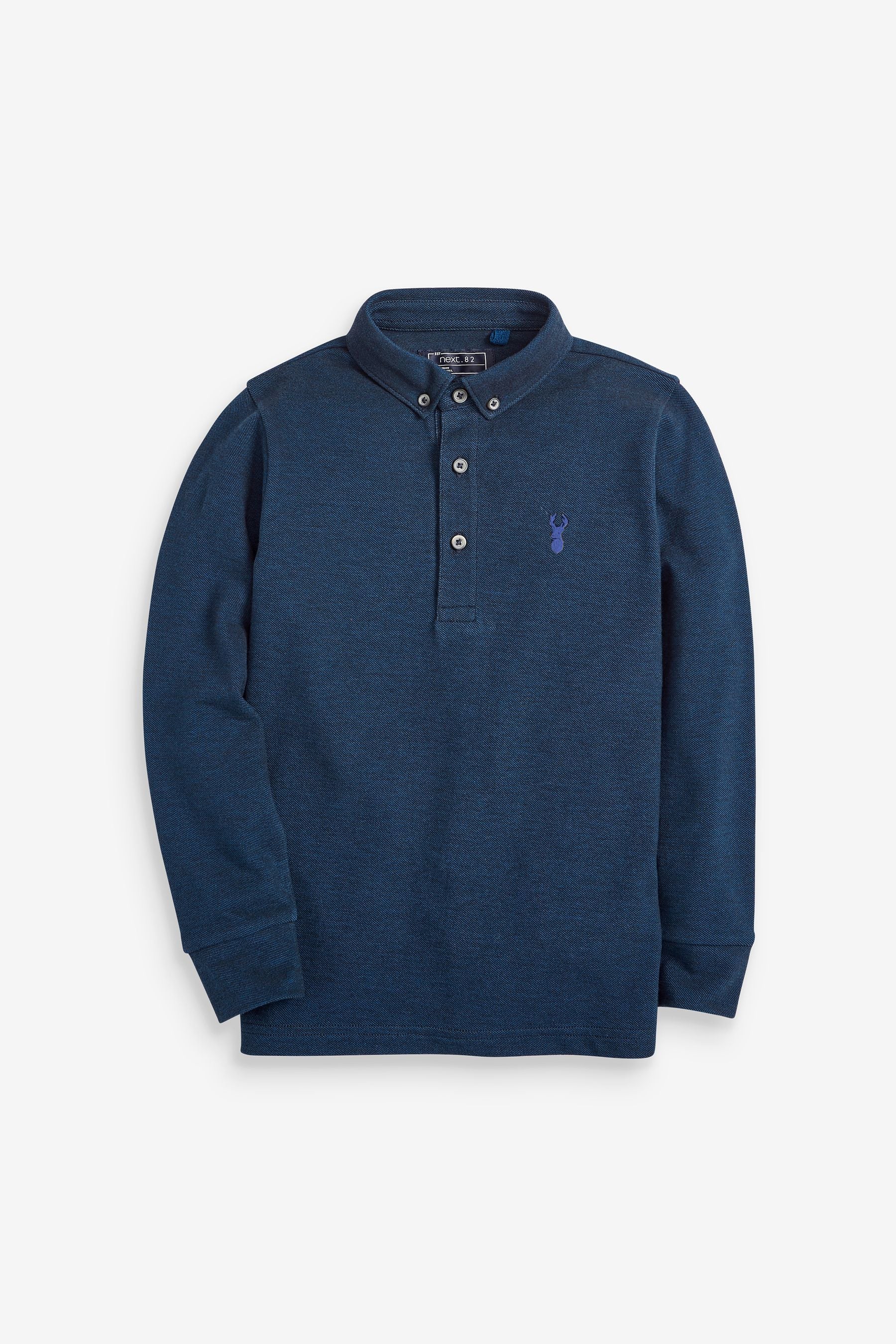 Navy Long Sleeve Pique Polo Shirt (3-16yrs)