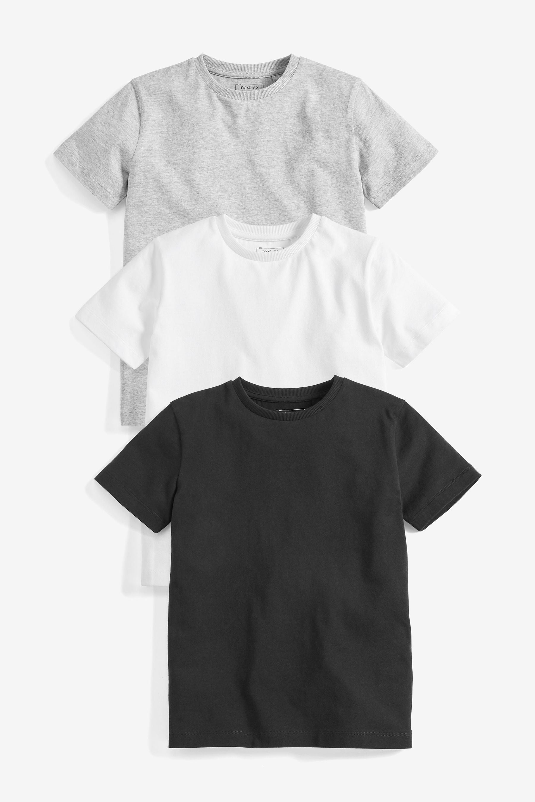 Black/White/Grey Short Sleeve T-Shirts 3 Pack (3-16yrs)