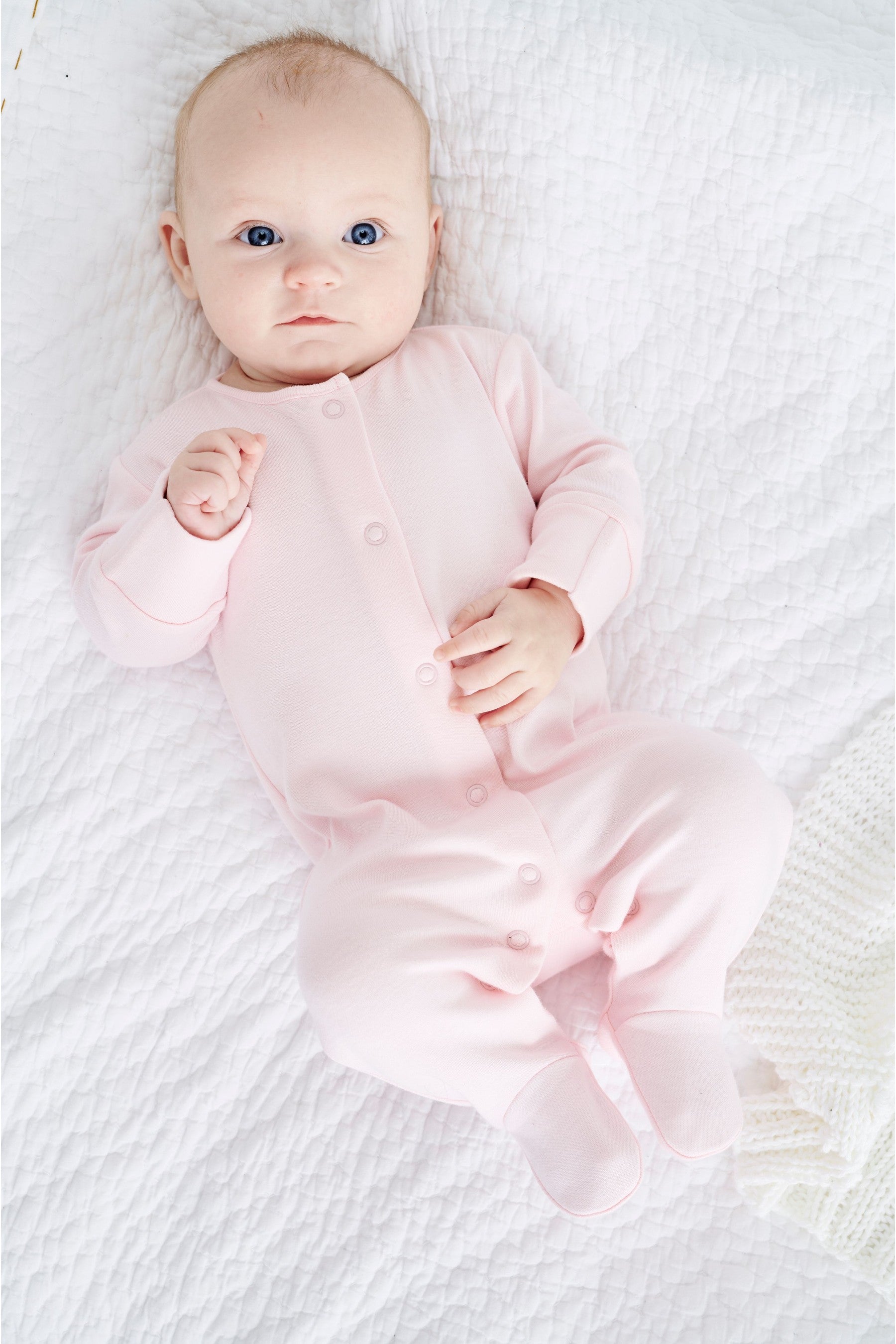 Pink/White Cotton Baby Sleepsuits (0-2yrs)