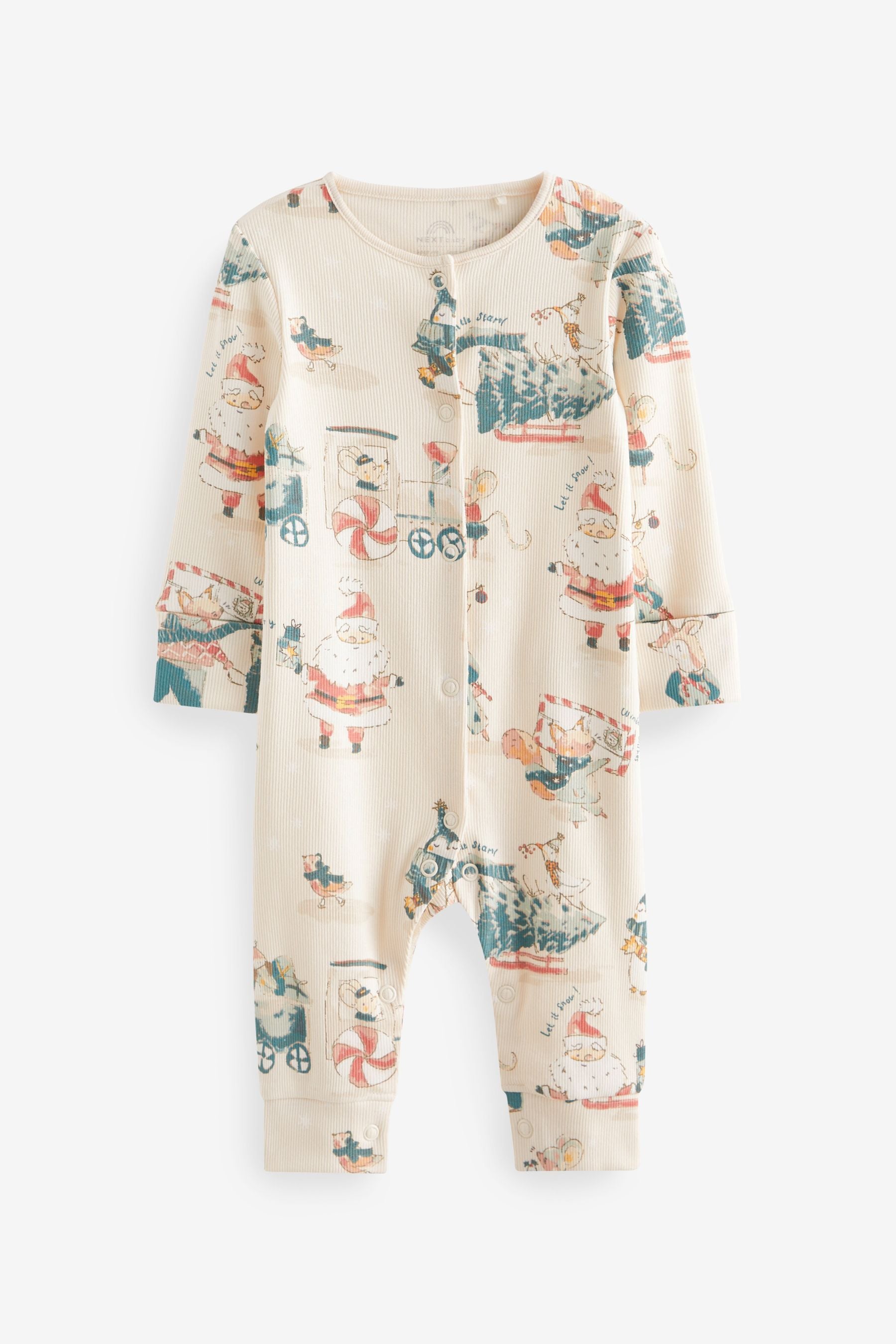 Neutral Christmas Printed Footless Sleepsuit (0mths-3yrs)