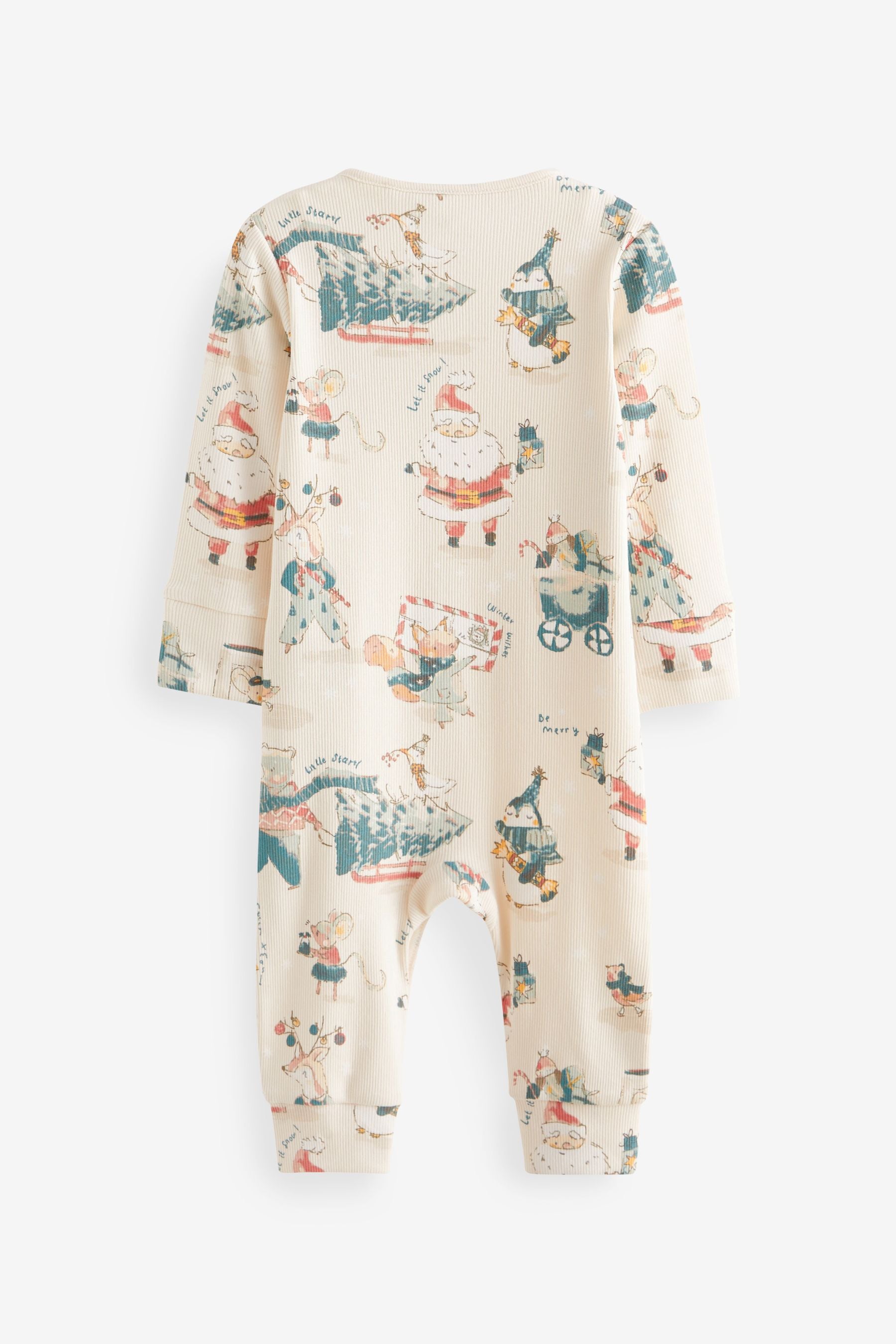 Neutral Christmas Printed Footless Sleepsuit (0mths-3yrs)