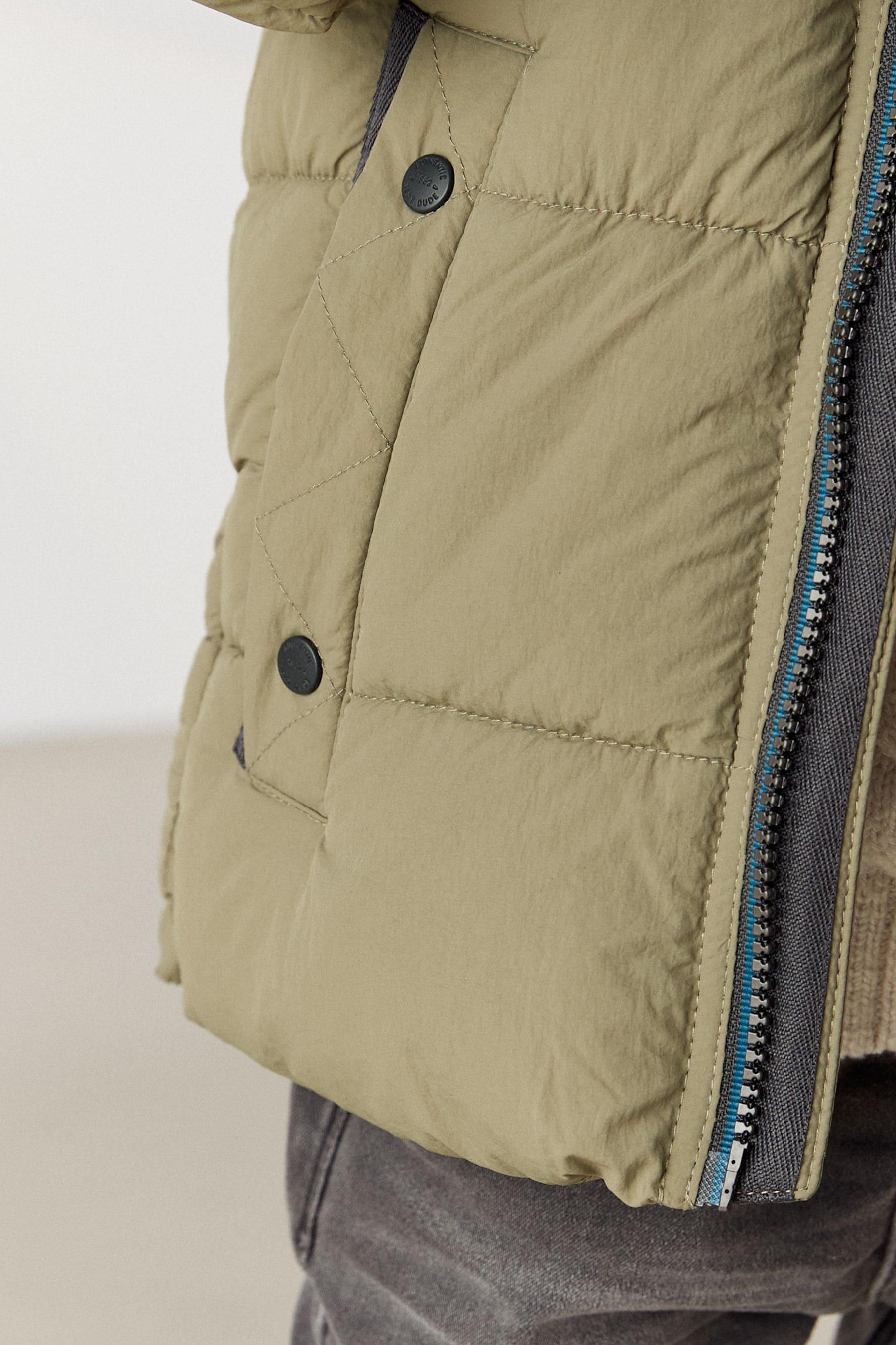 Light Khaki Borg Teddy Lined Padded Coat (3mths-7yrs)