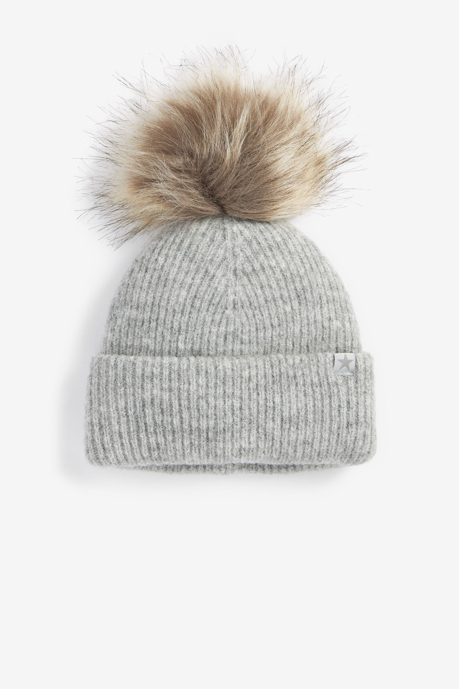 Light Grey Pom Pom Beanie Hat (3-16yrs)