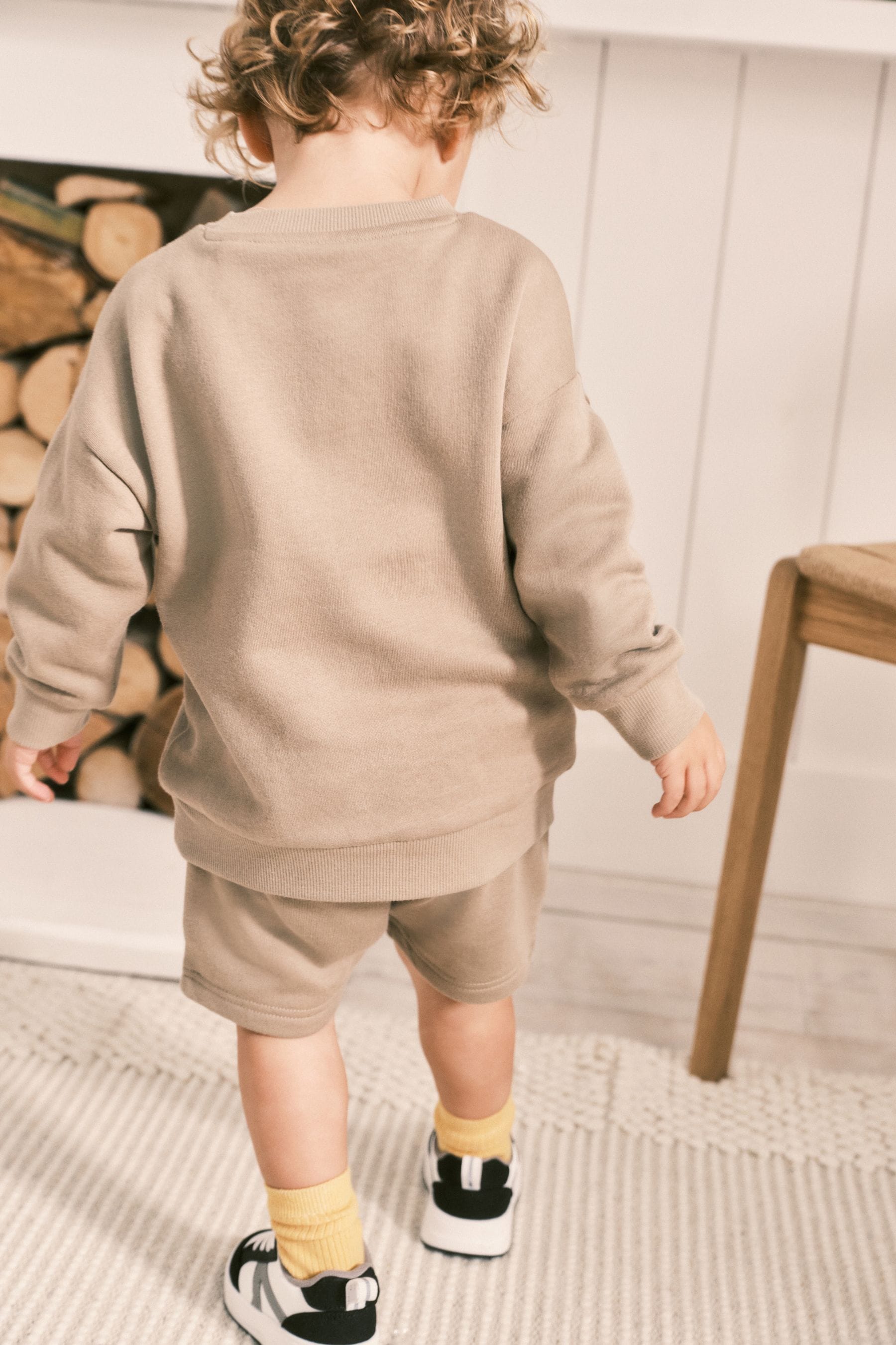 Tan Brown Mickey Sweatshirt & Shorts Set (3mths-8yrs)