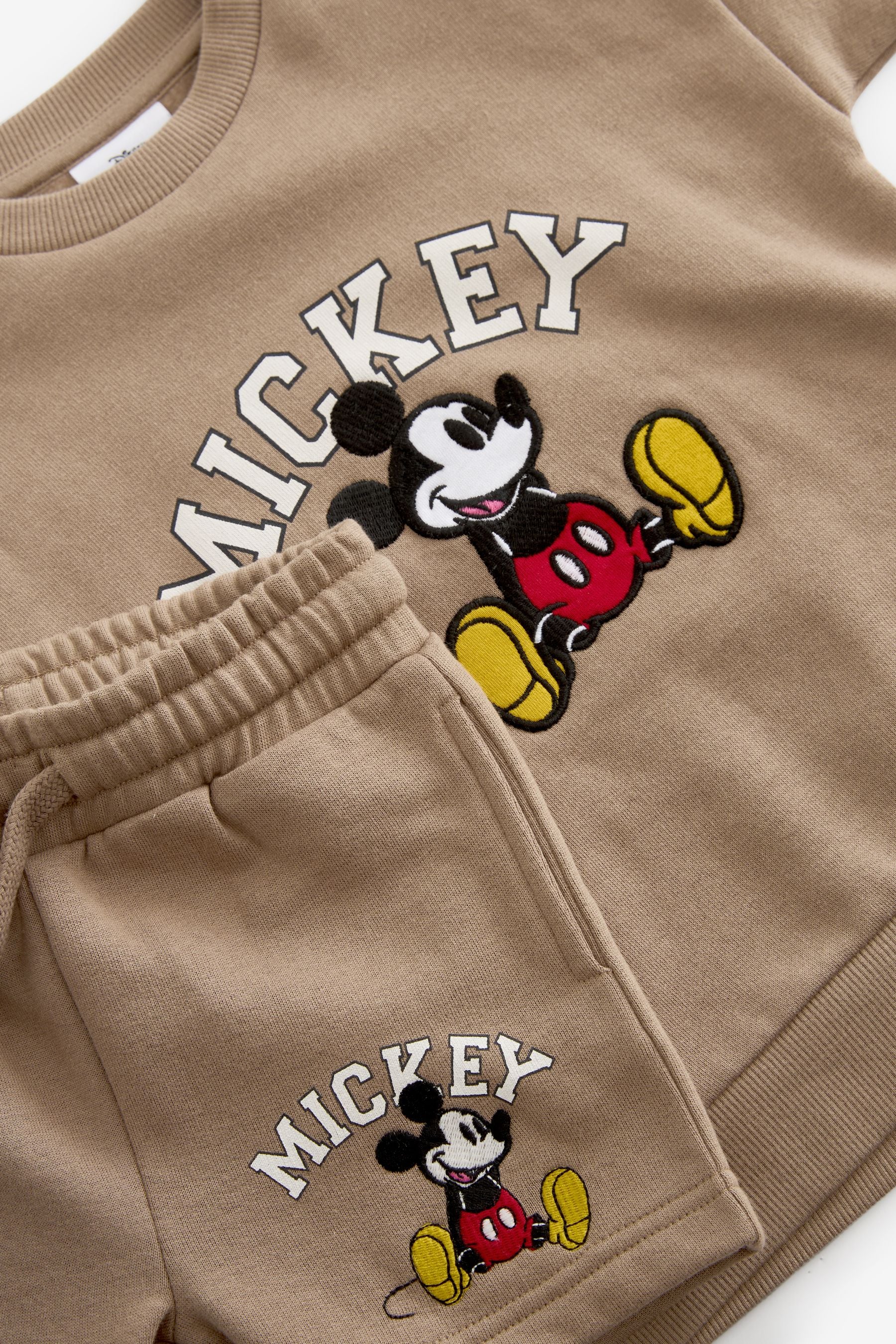 Tan Brown Mickey Sweatshirt & Shorts Set (3mths-8yrs)