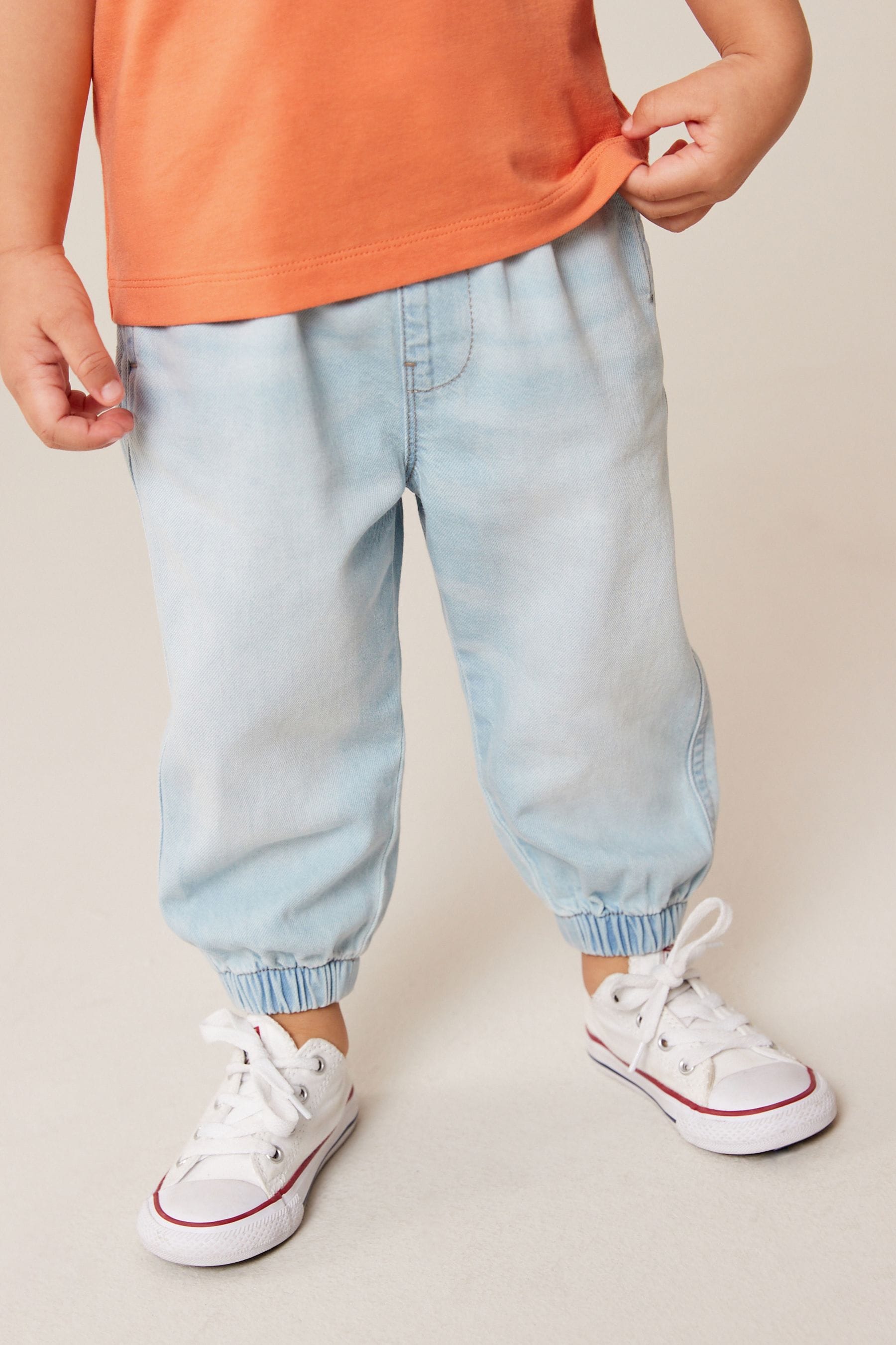 Light Blue Denim Cuffed Pull On Jeans (3mths-7yrs)