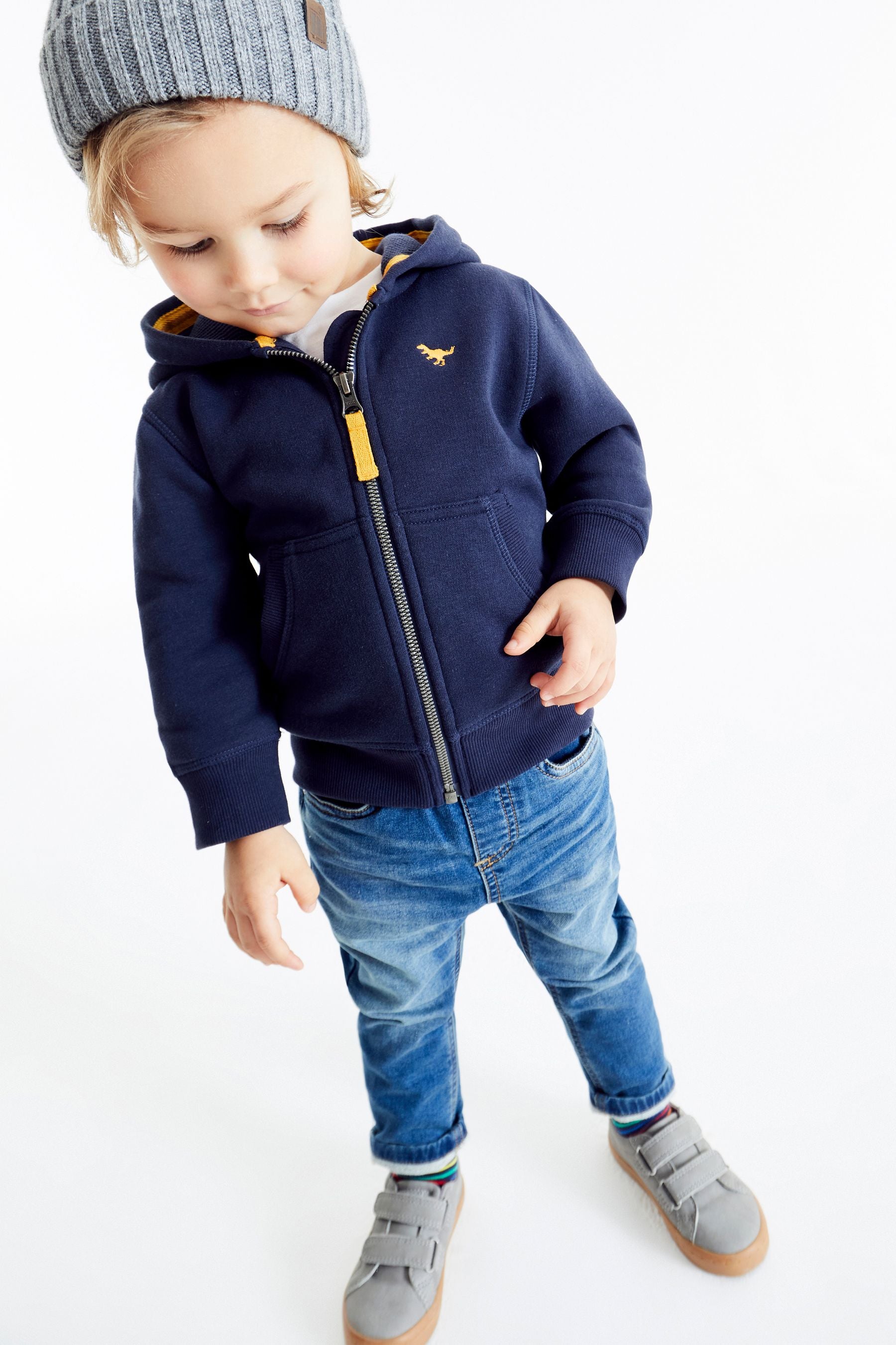 Navy Blue Essential Zip Through Hoodie (3mths-7yrs)