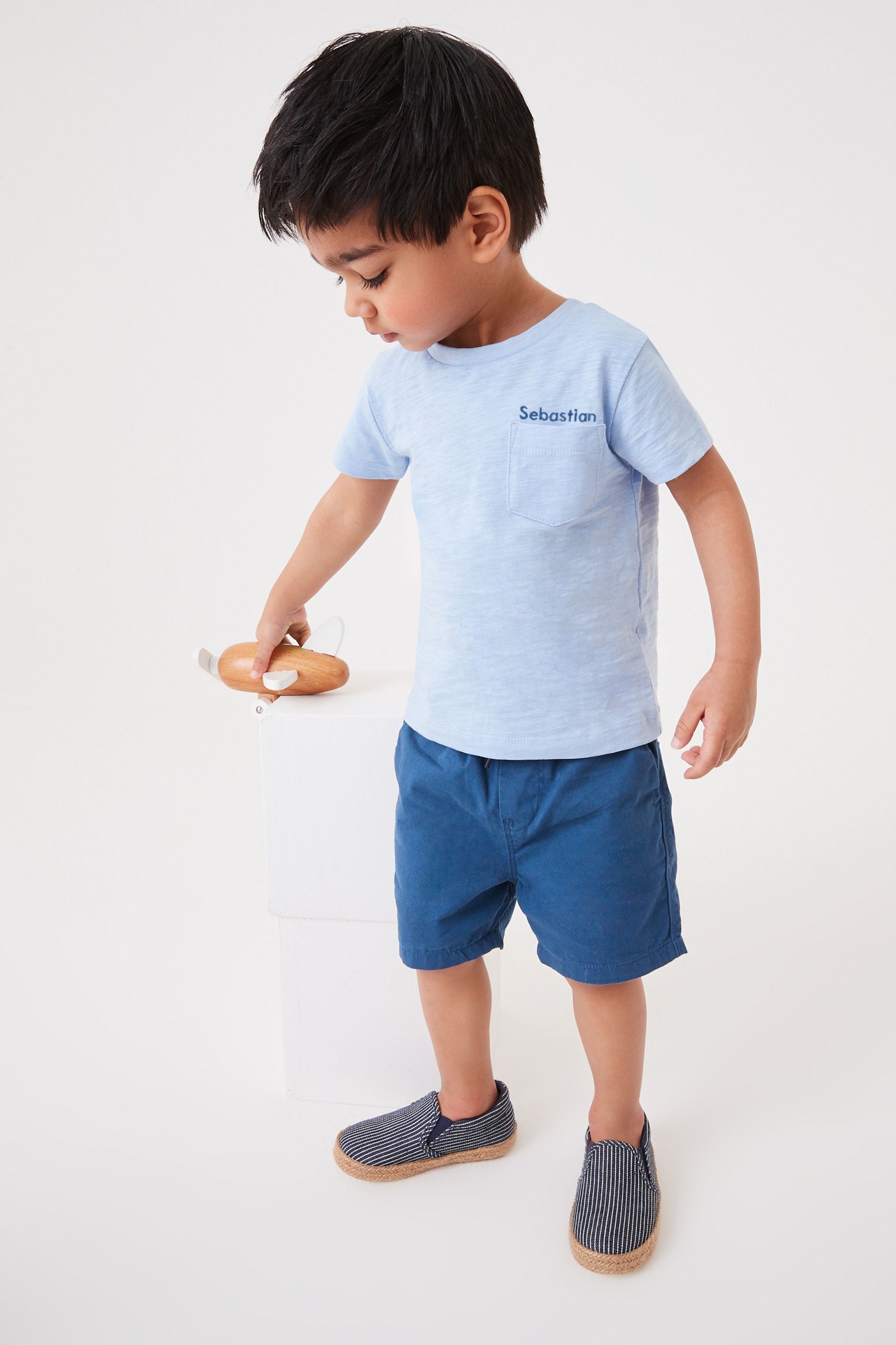 Pale Blue Personalised Short Sleeve T-Shirt (3mths-7yrs)