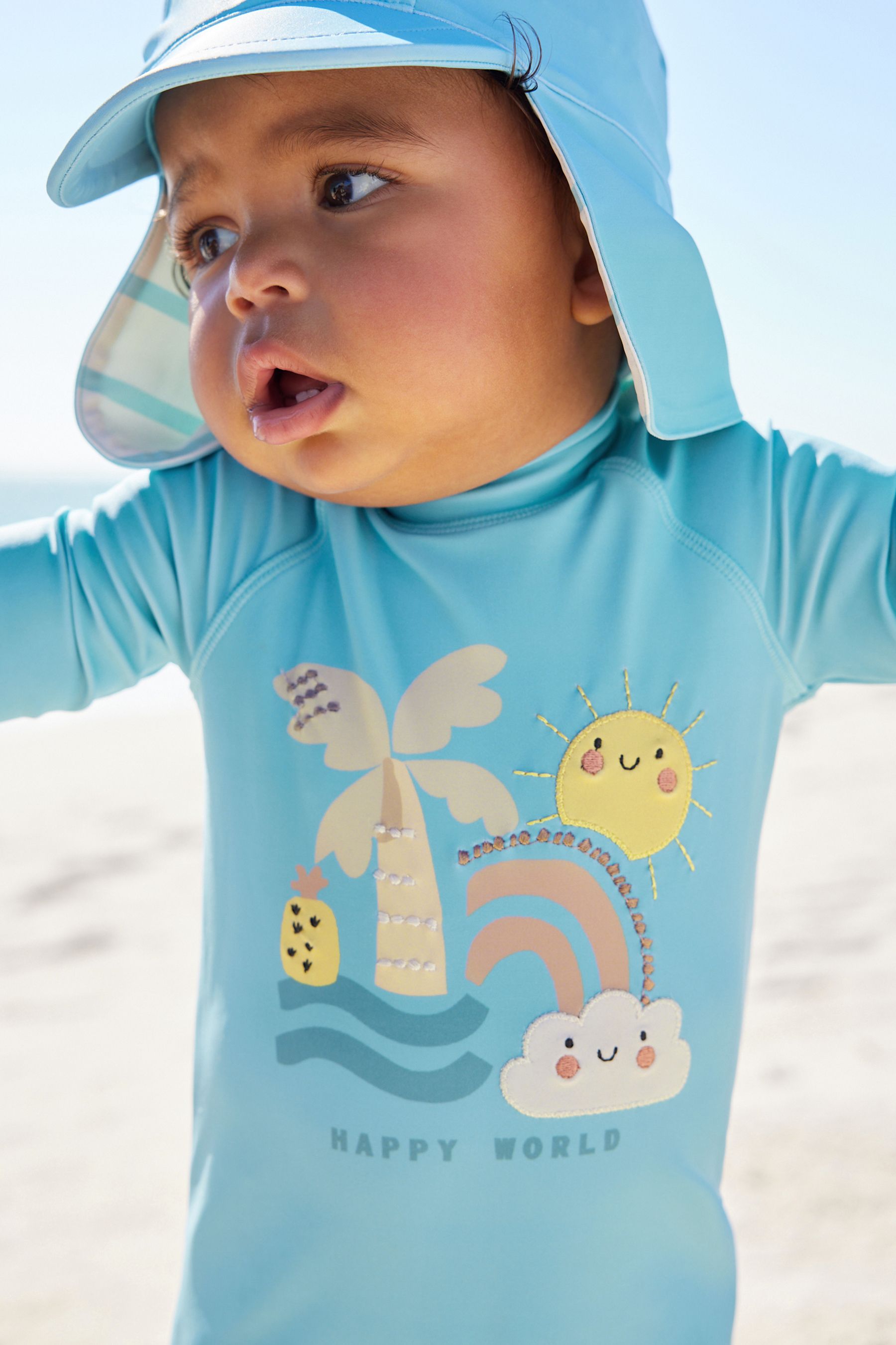 Blue Sunsafe Swimsuit & Hat 2 Piece Set (3mths-7yrs)