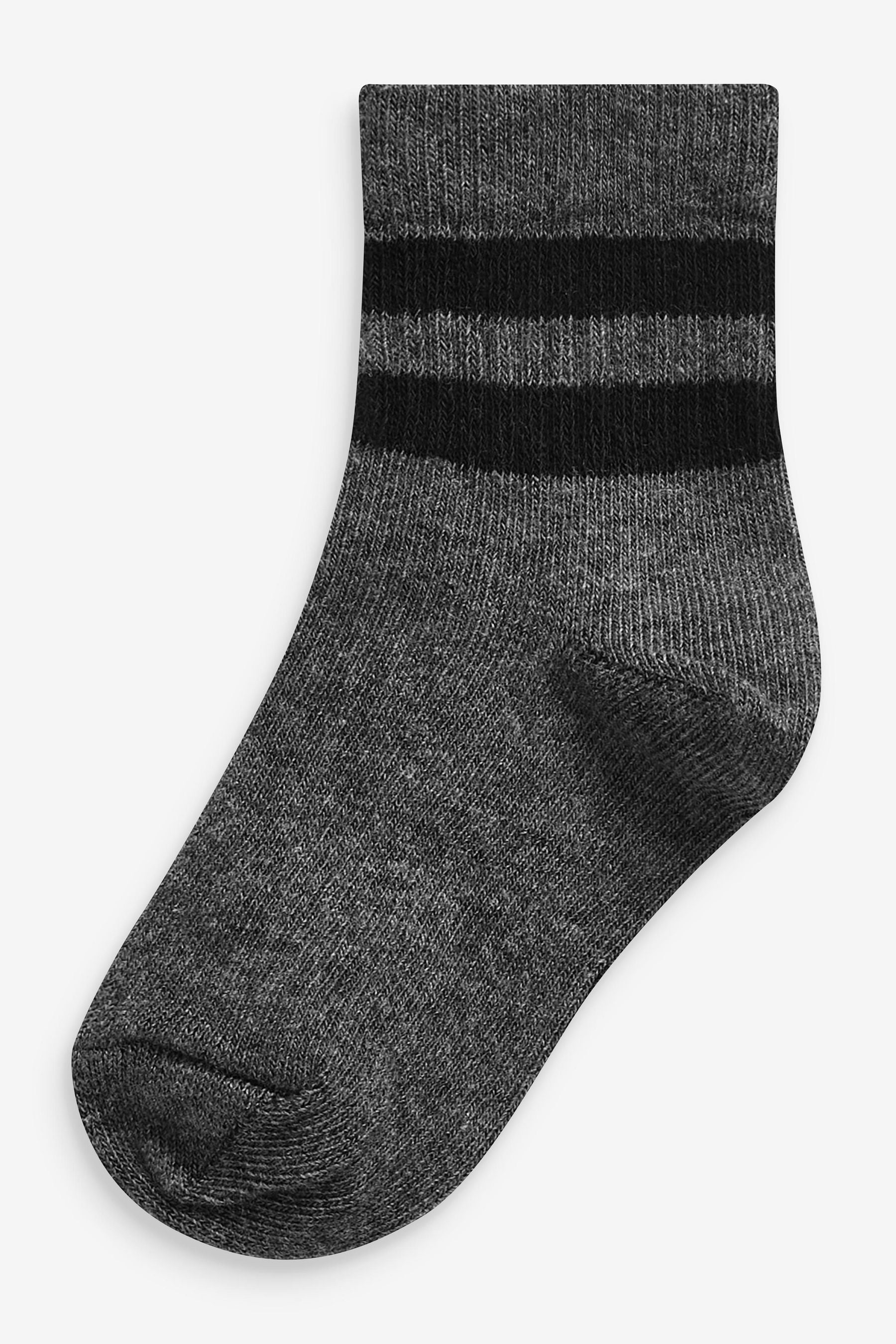 Monochrome Cushioned Footbed Cotton Rich Ribbed Socks 5 Pack