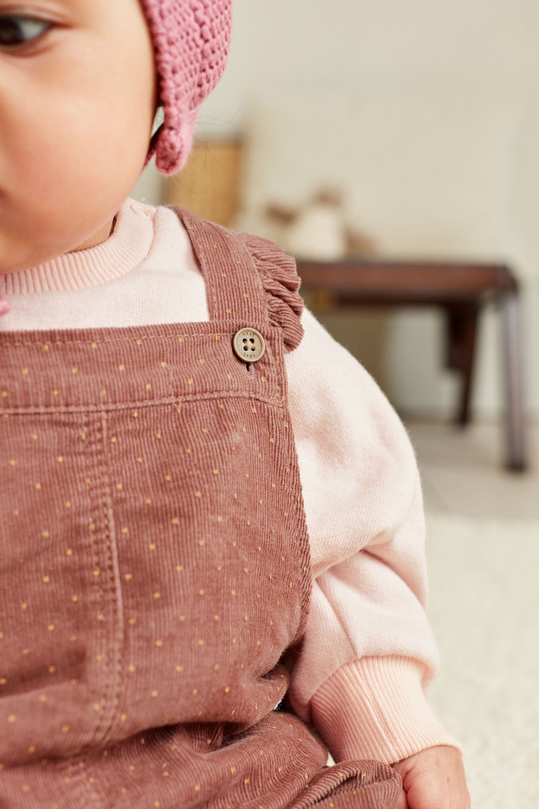 Rust Brown Polka Dot Baby Dungarees and Jumper Set (0mths-3yrs)