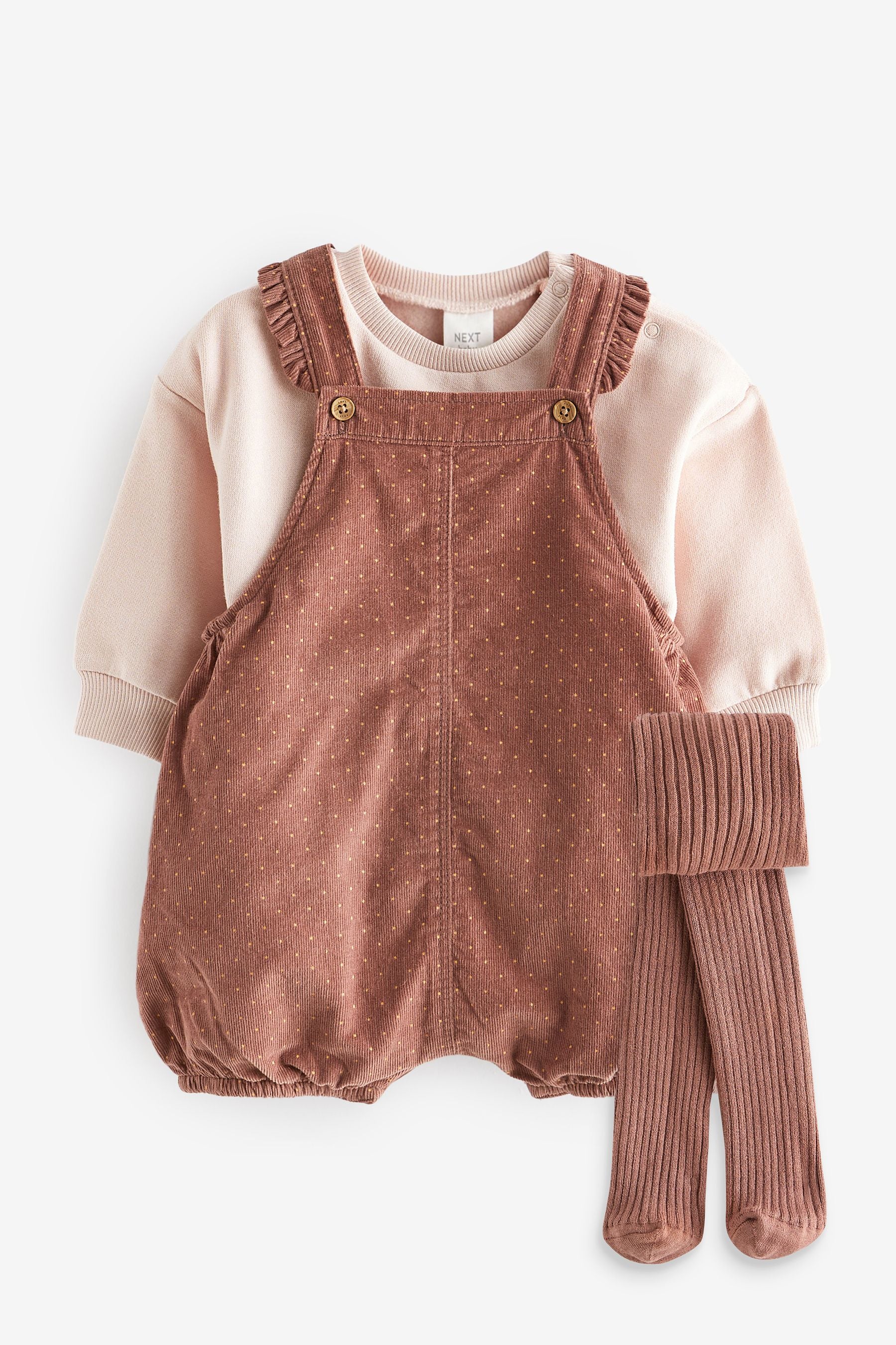 Rust Brown Polka Dot Baby Dungarees and Jumper Set (0mths-3yrs)