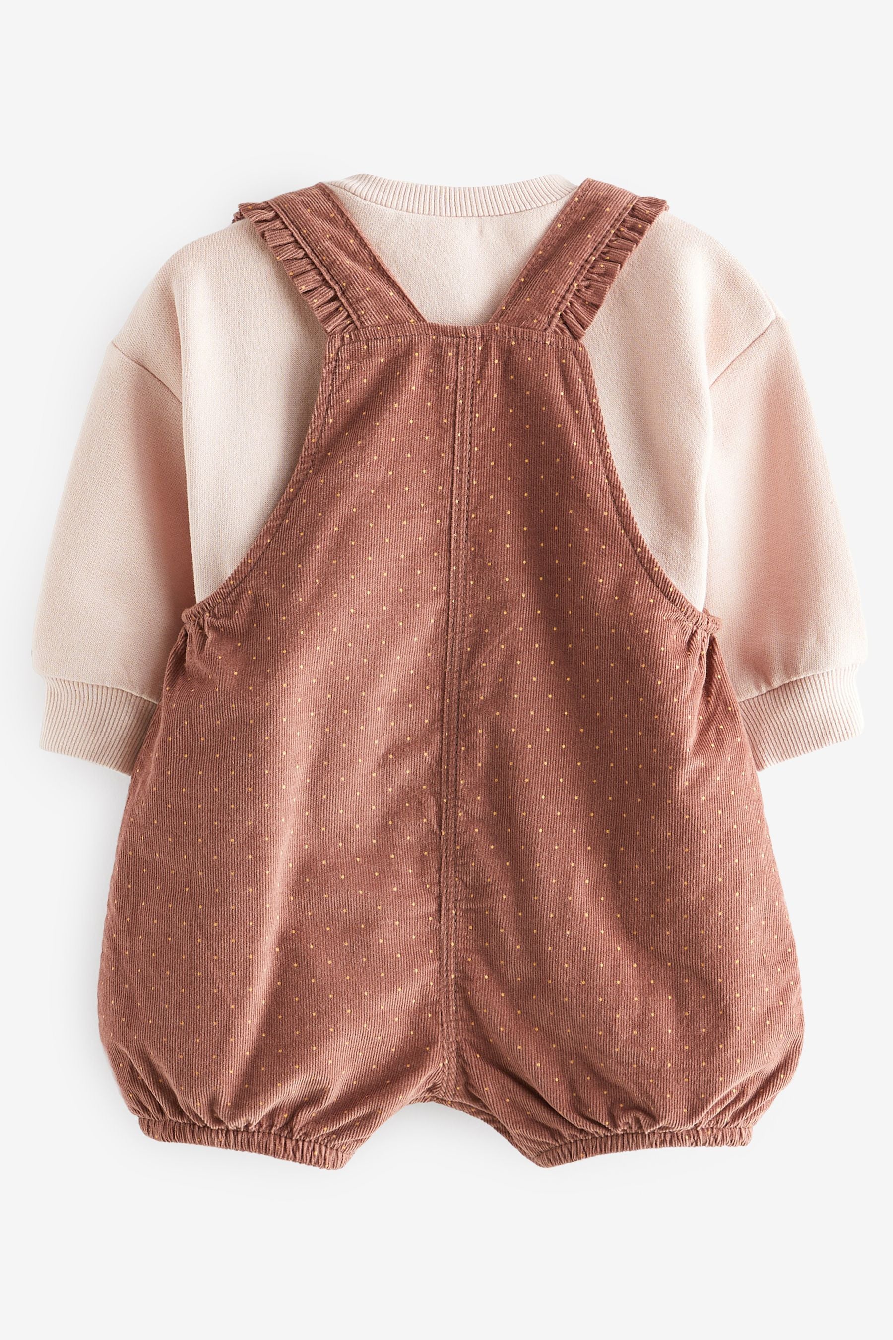 Rust Brown Polka Dot Baby Dungarees and Jumper Set (0mths-3yrs)