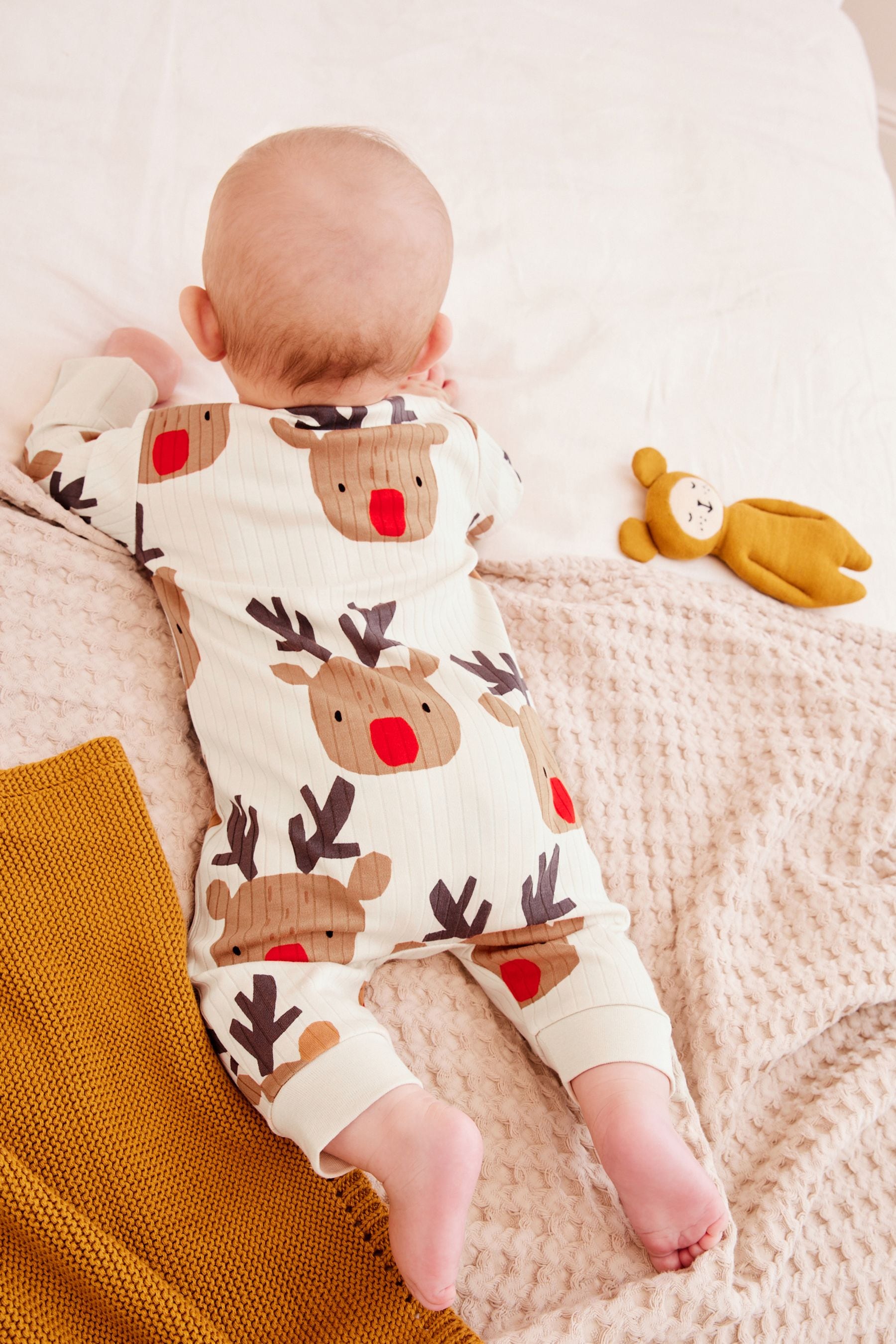 Cream Christmas Baby Footless Sleepsuit (0mths-3yrs)