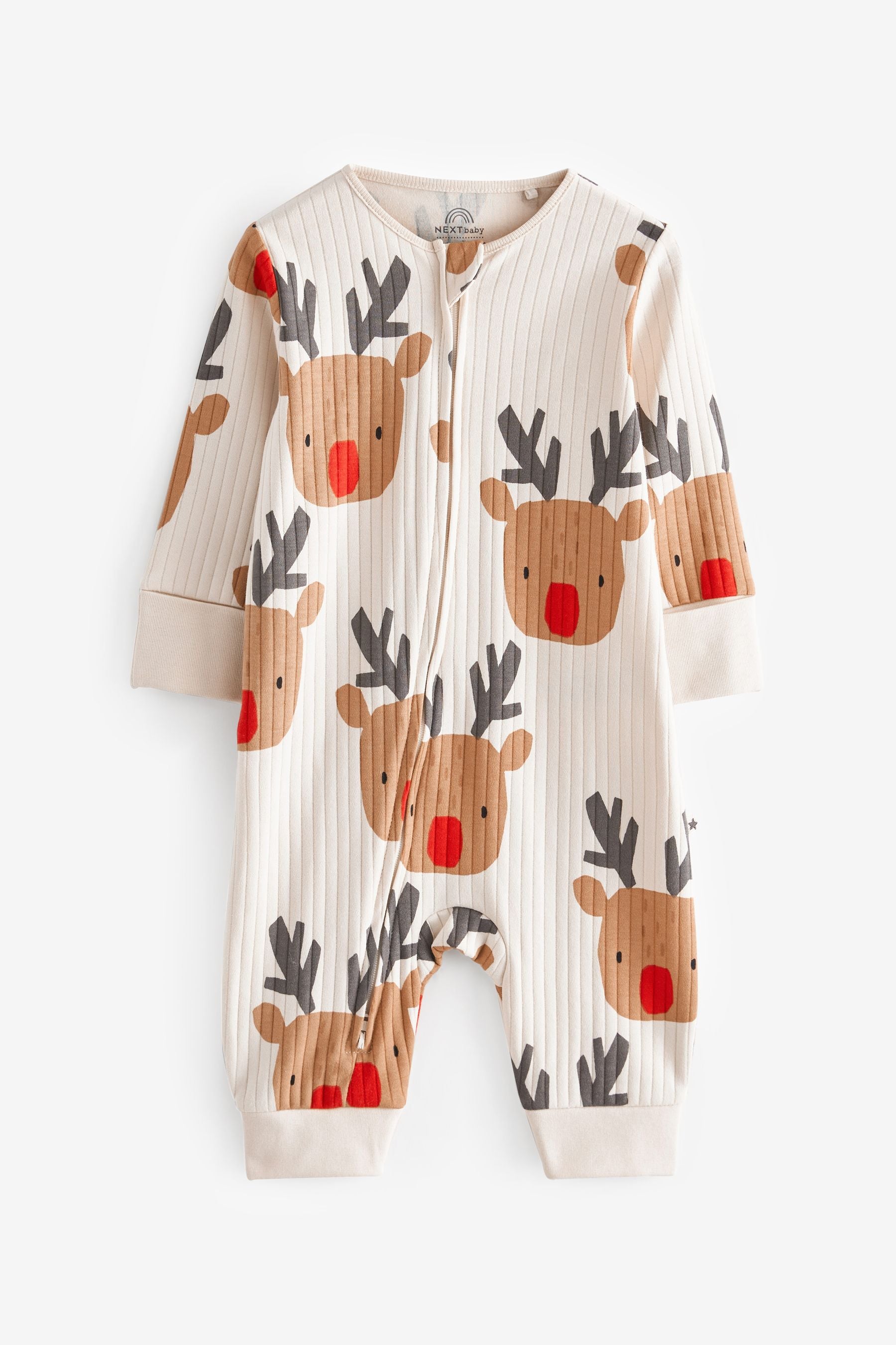 Cream Christmas Baby Footless Sleepsuit (0mths-3yrs)