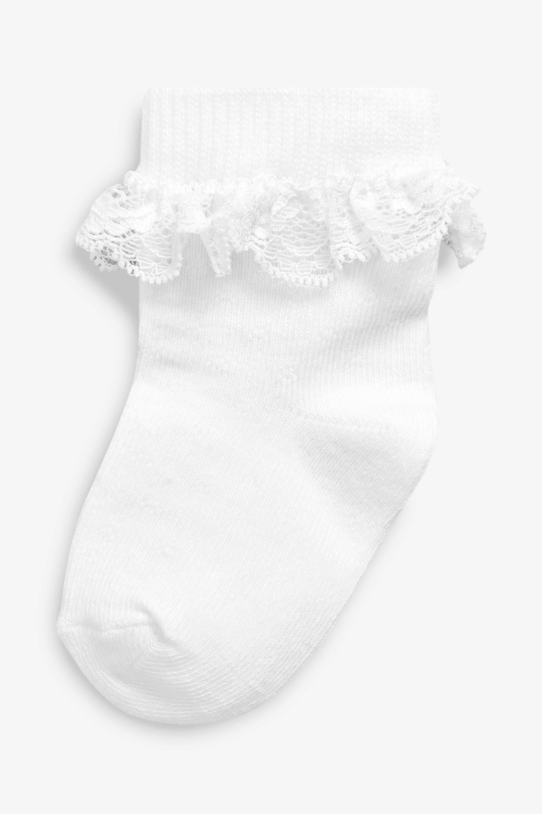 White 3 Pack Lace Trim Baby Socks (0mths-2yrs)