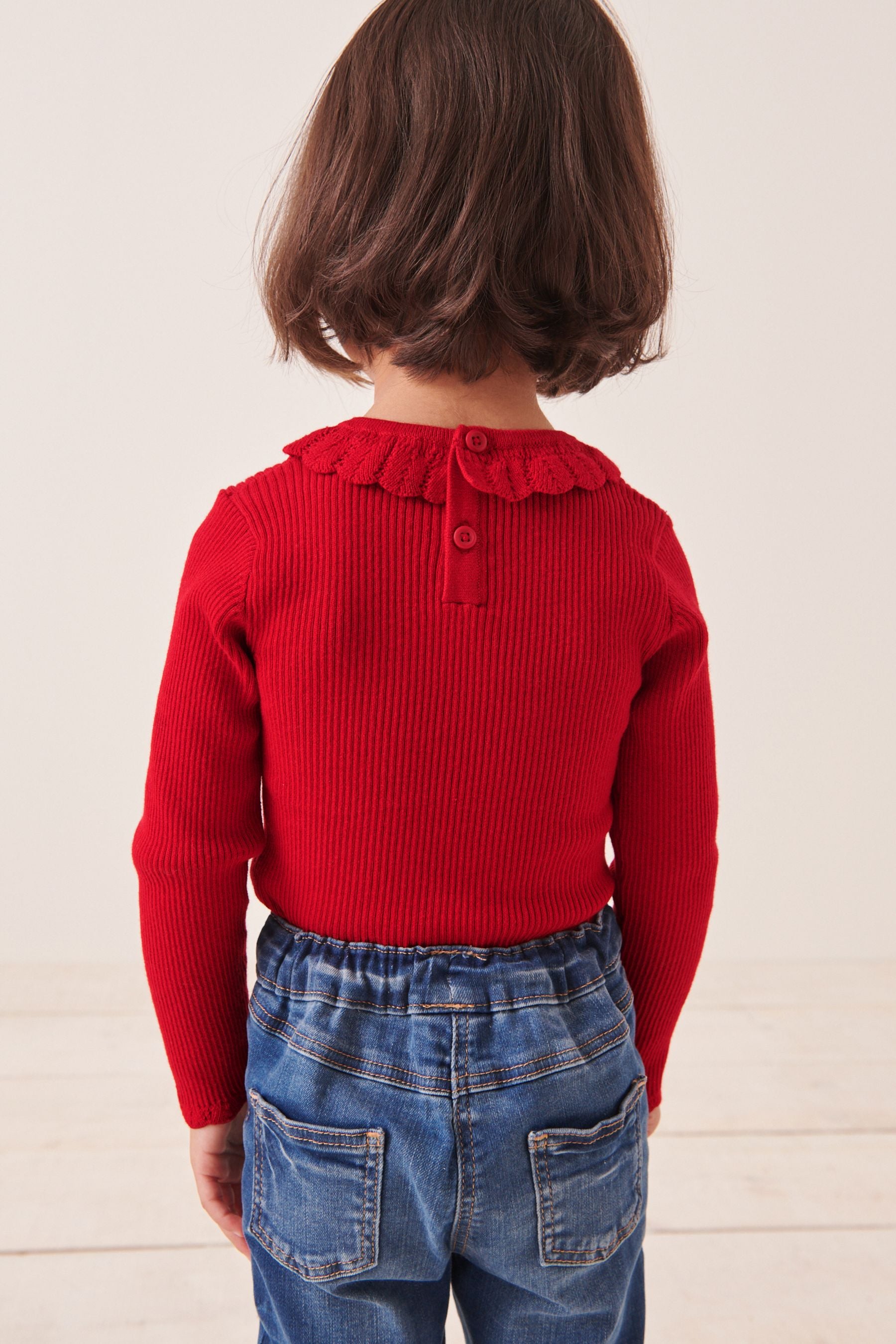 Red Frill Neck Jumper (3mths-7yrs)