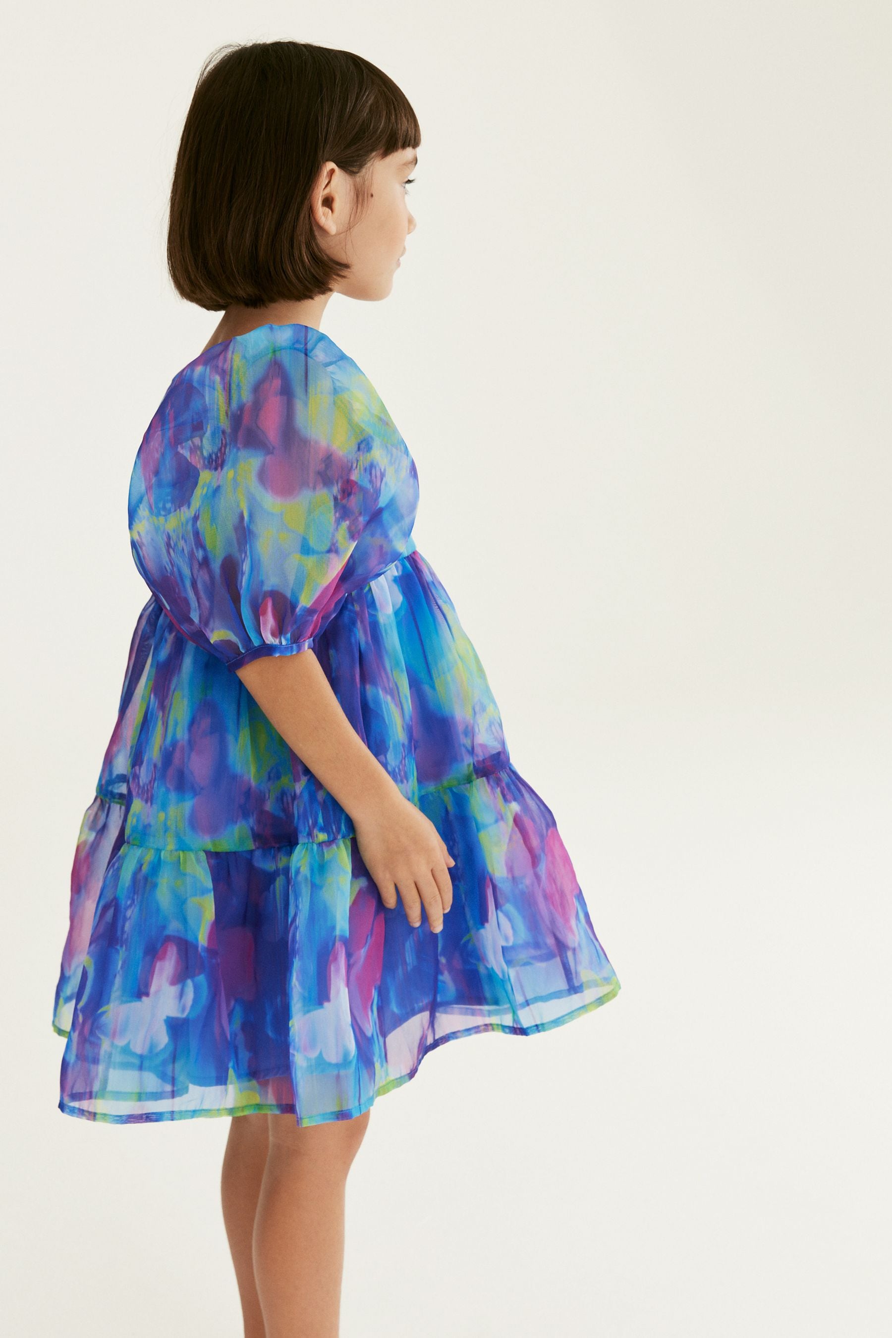 Blue Tiered Organza Dress (3-16yrs)