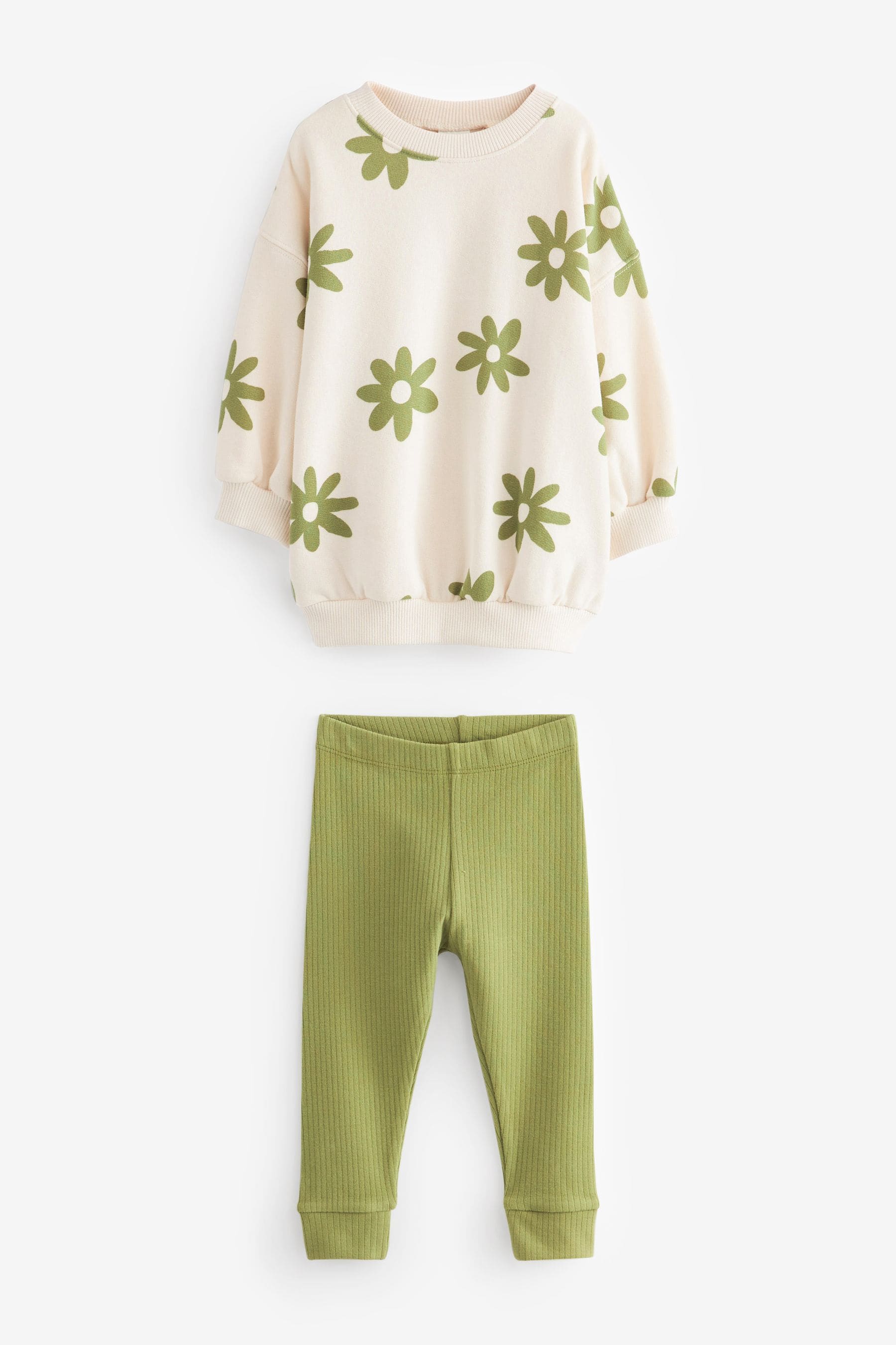 Green Printed Sweatshirt and Leggings Set (3mths-7yrs)