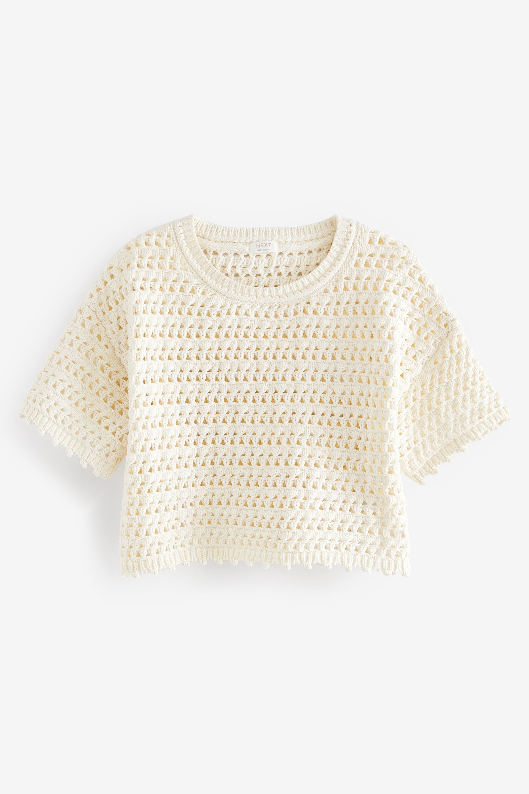 Ecru Crochet Knit Top (3-16yrs)