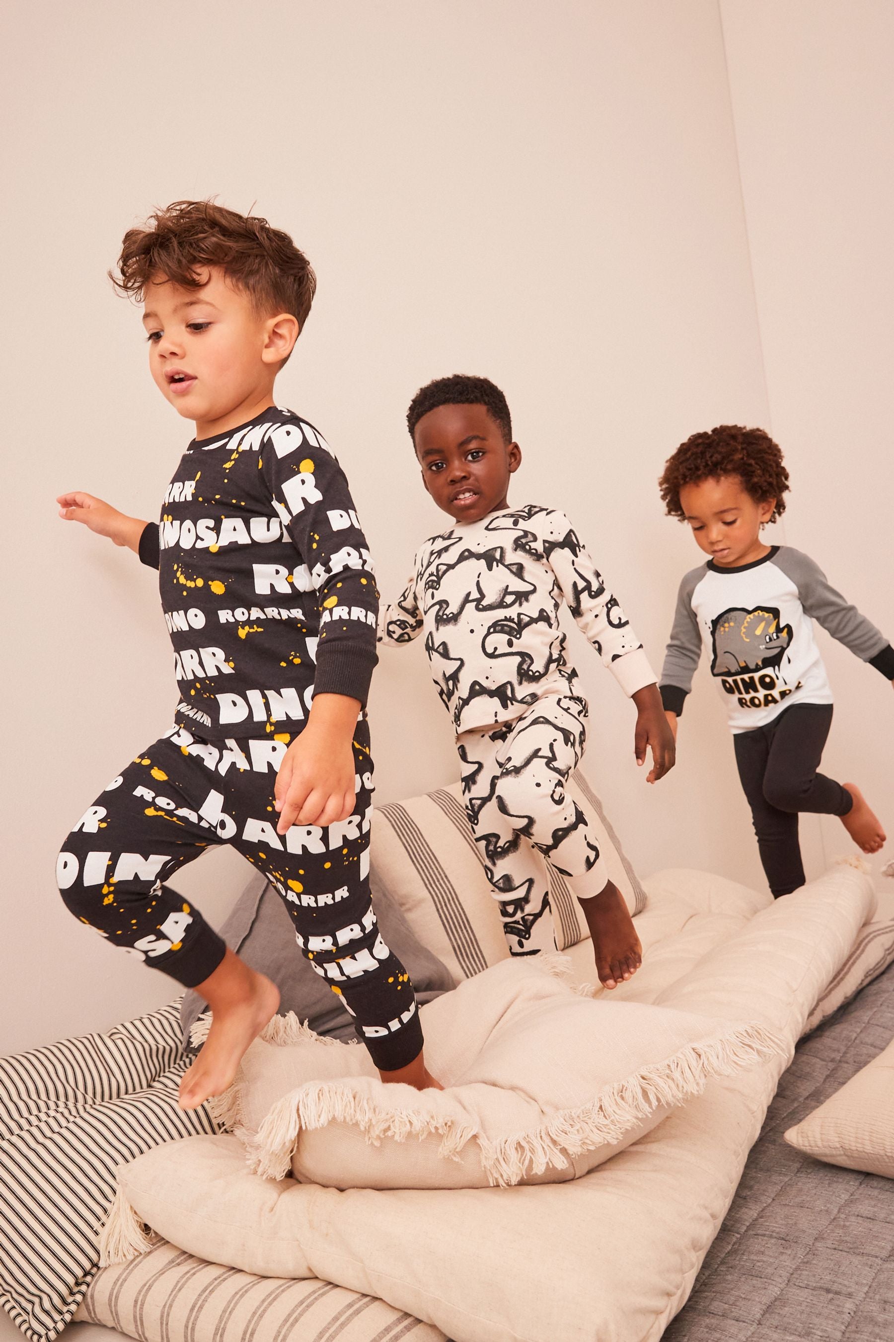 Black/Gold Dinosaur Long Sleeve 3 Pack Pyjamas Set (9mths-8yrs)