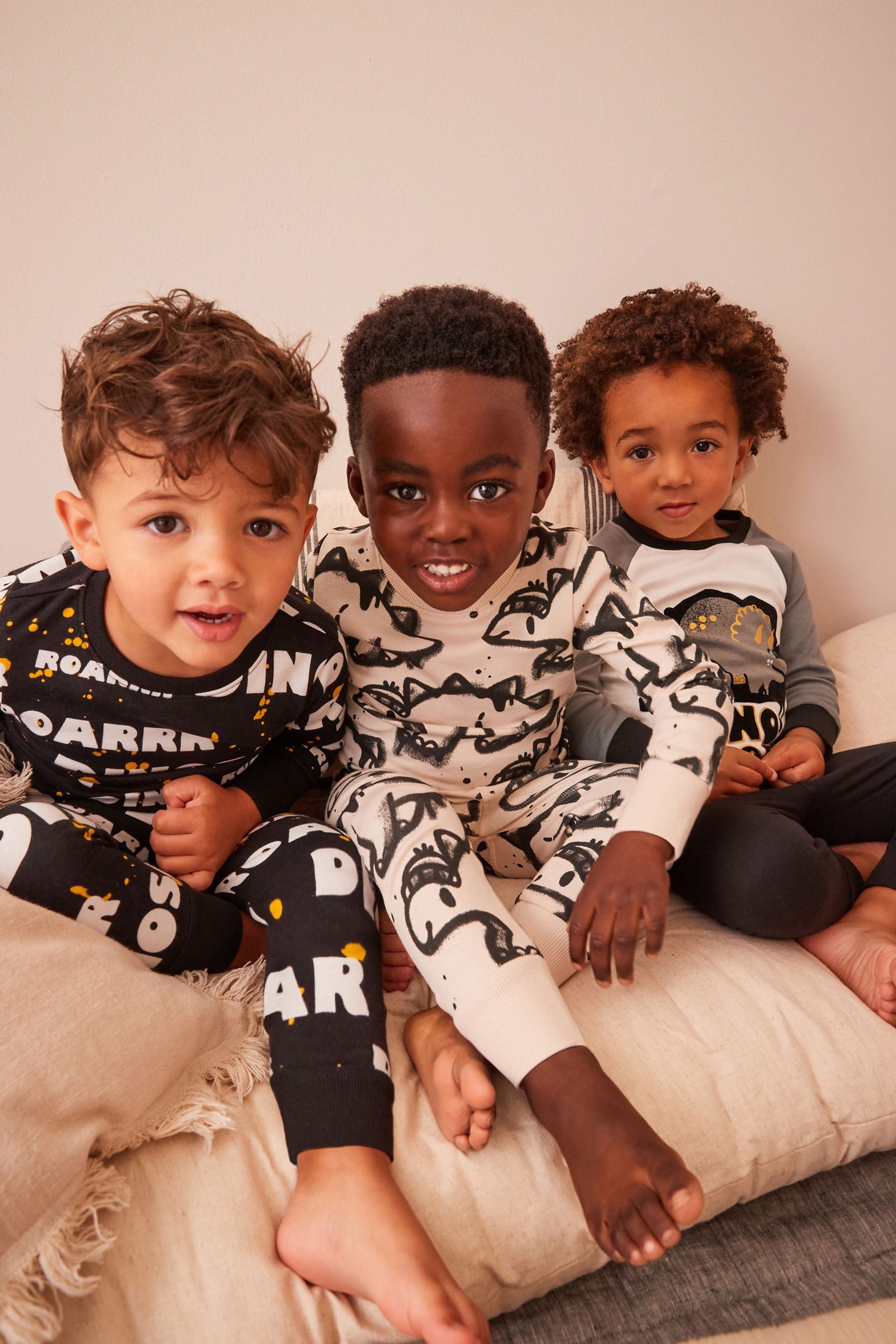 Black/Gold Dinosaur Long Sleeve 3 Pack Pyjamas Set (9mths-8yrs)