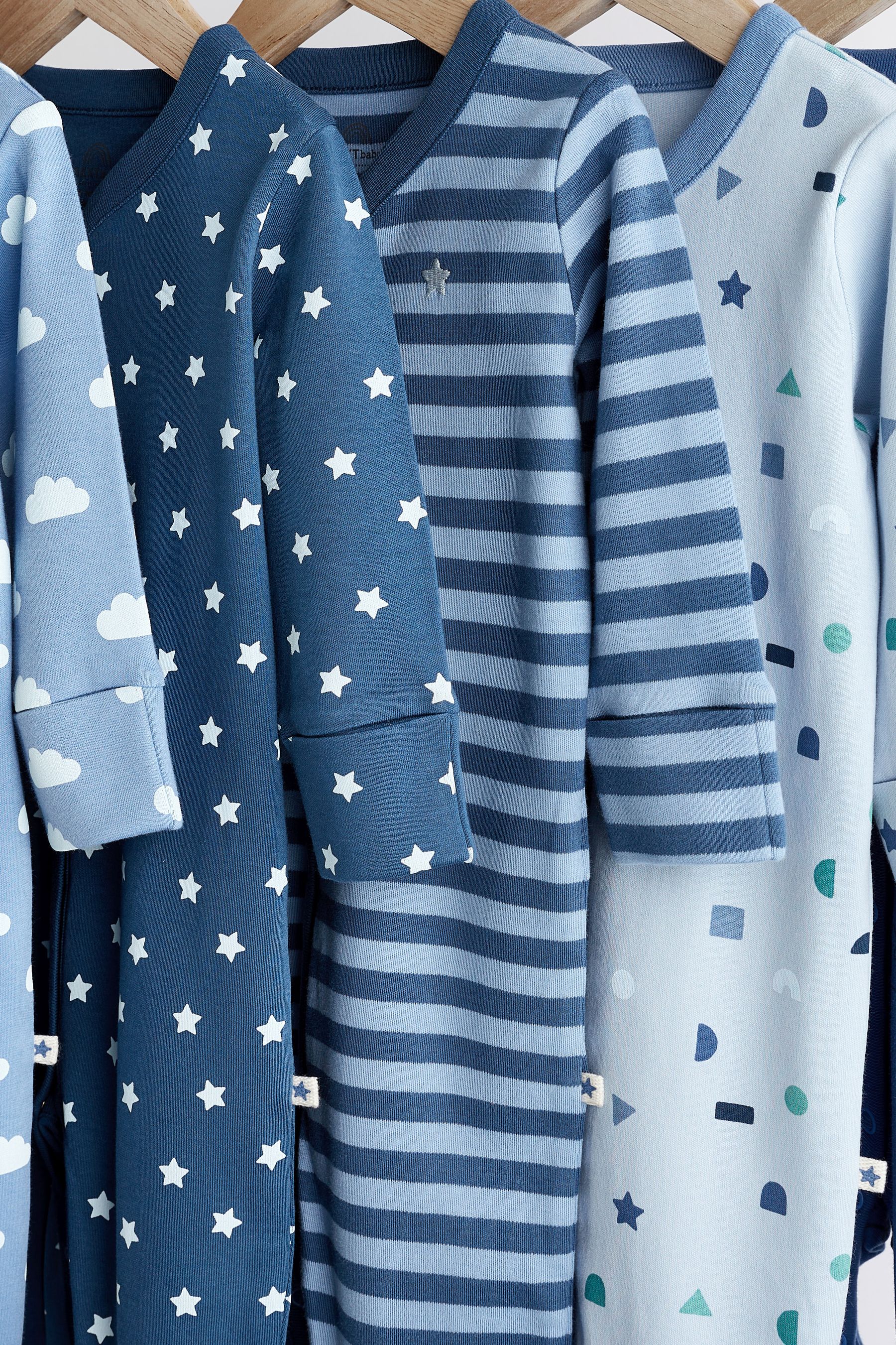 Blue Baby Cotton Sleepsuits 5 Pack (0-2yrs)