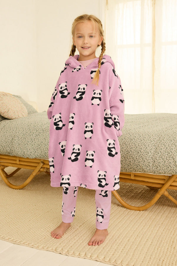 Pink Panda Character Hooded Blanket (3-16yrs)