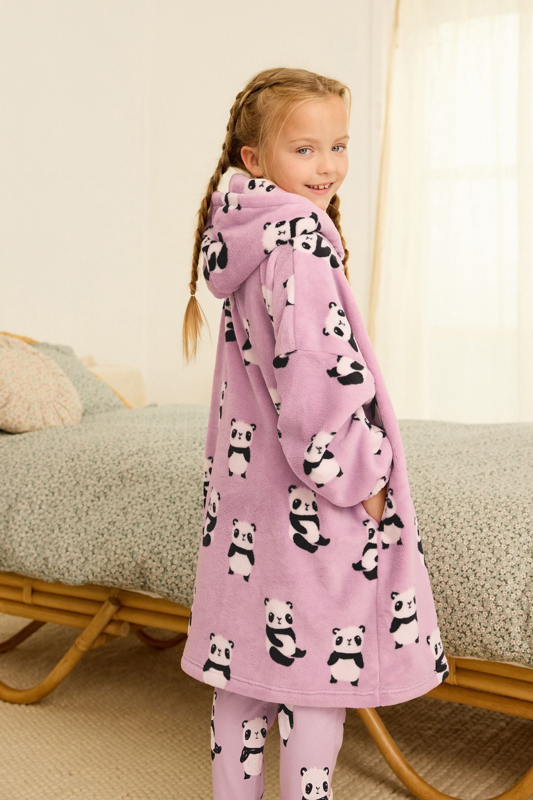 Pink Panda Character Hooded Blanket (3-16yrs)