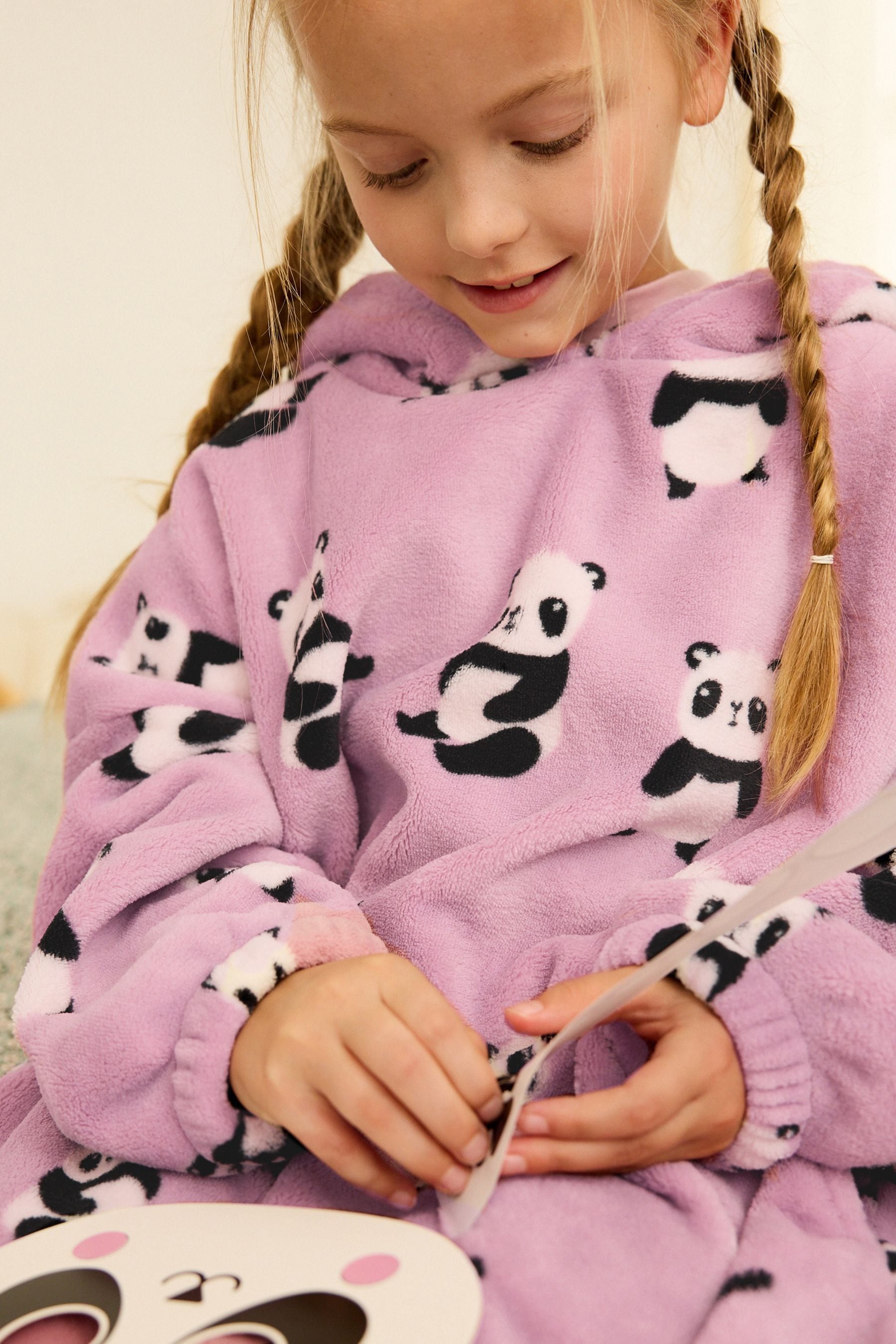 Pink Panda Character Hooded Blanket (3-16yrs)