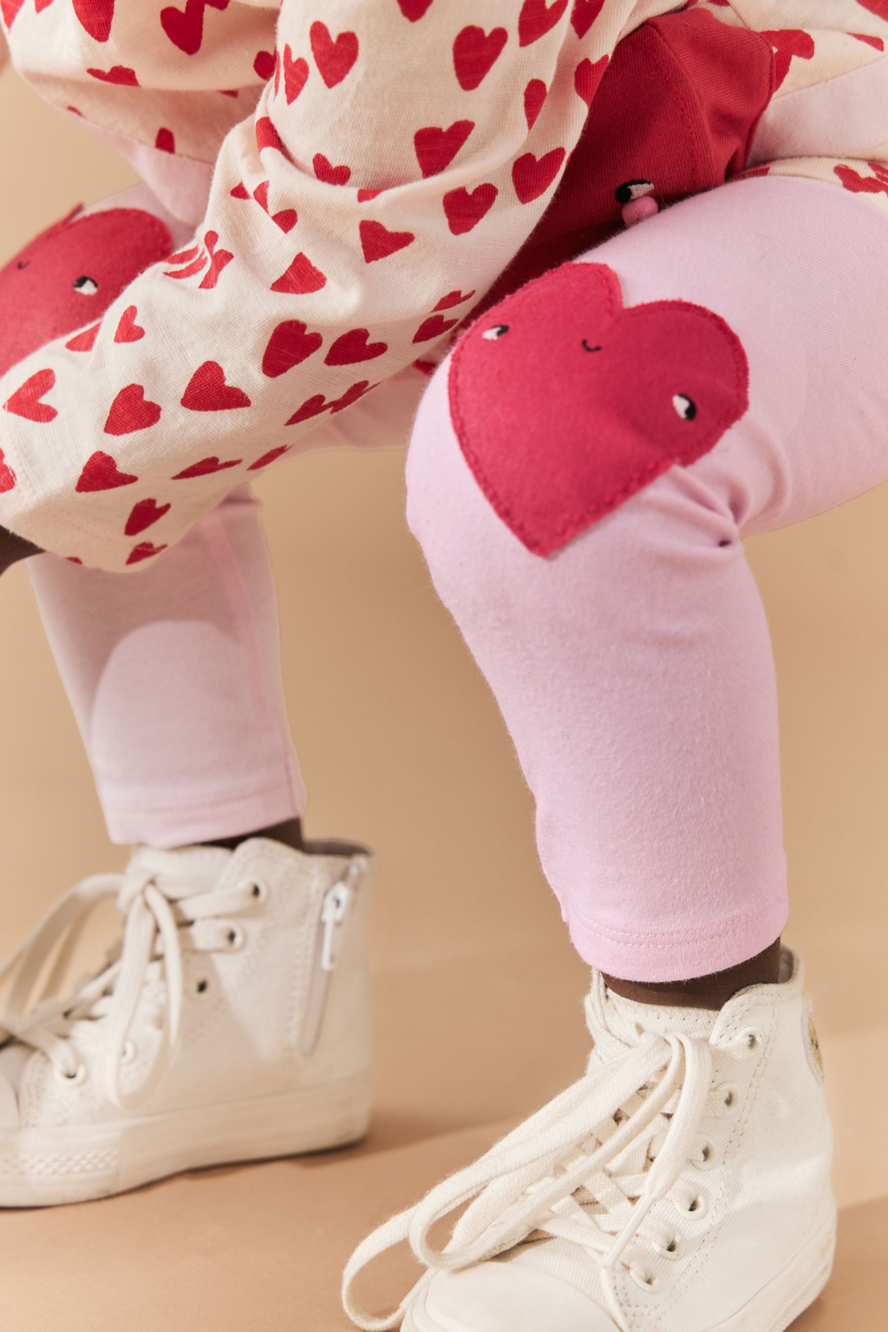 Pink Heart Embroidered Leggings (3mths-7yrs)