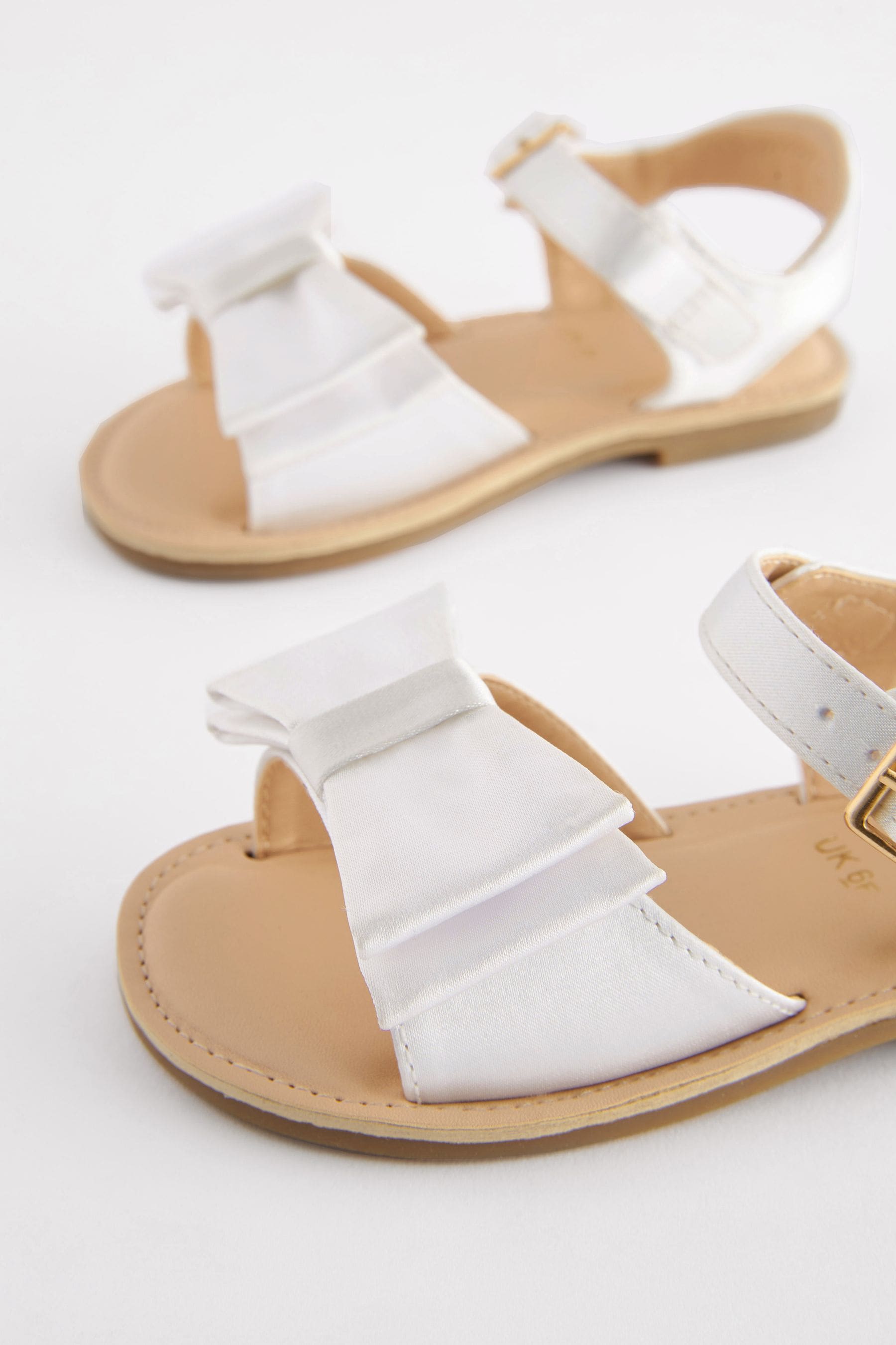 White Satin Bridesmaid Bow Sandals