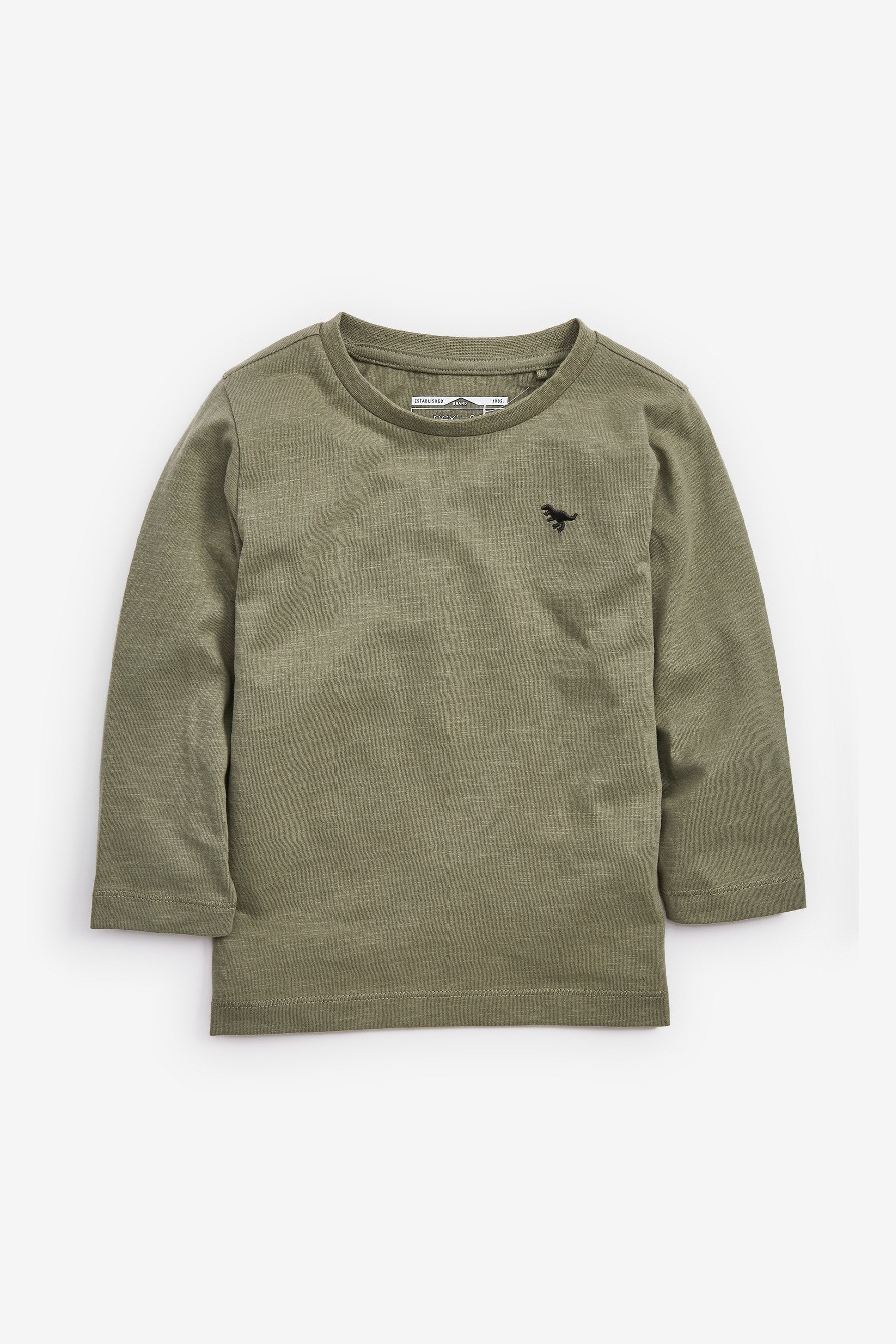 Khaki Green Long Sleeve Plain T-Shirt (3mths-7yrs)