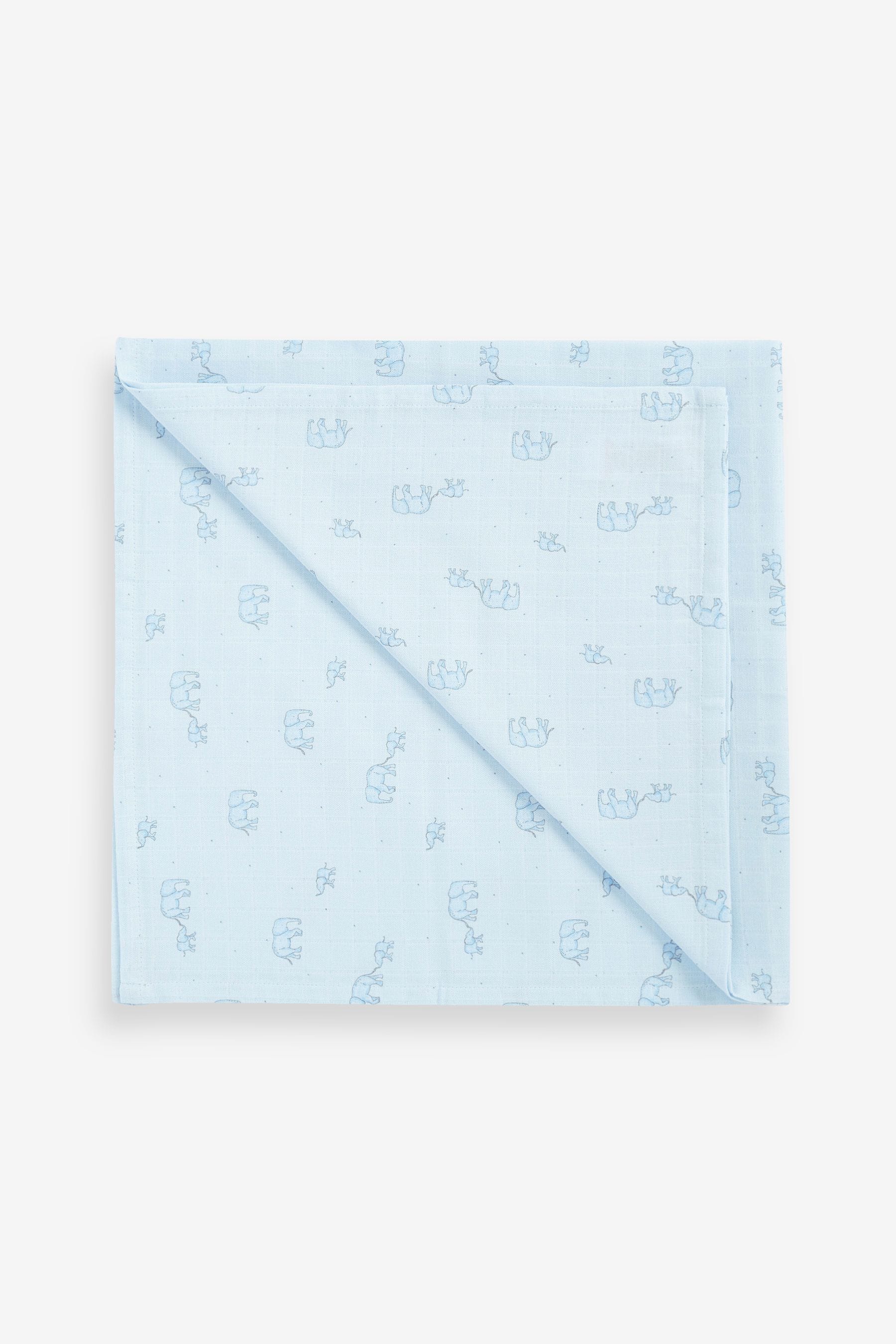 Blue Elephant Baby Muslin Cloths 4 Packs