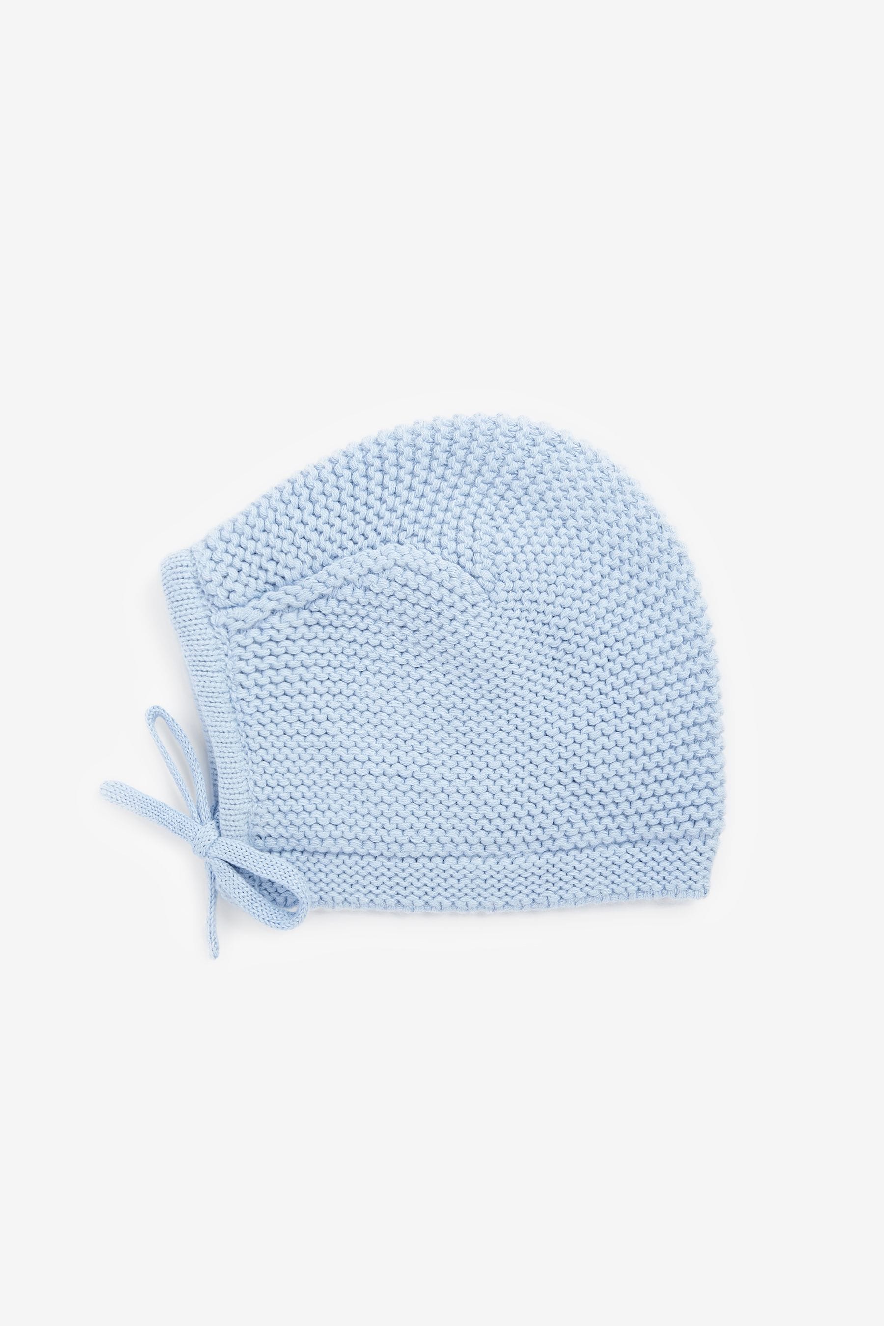 Light Blue Knitted Bonnet Baby Hat (0mths-2yrs)